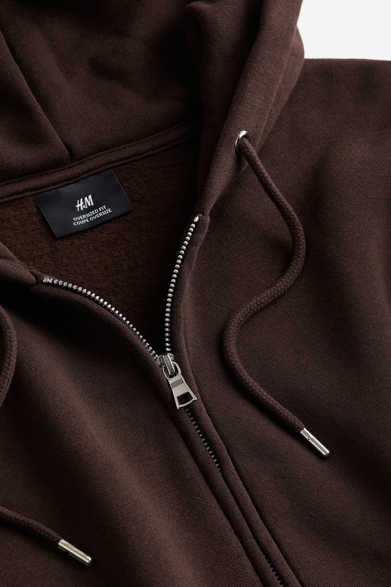 Áo hoodie kéo khoá Oversized Fit - Màu nâu đậm - 2