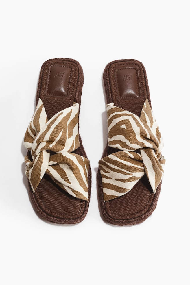 Cotton Espadrille Sandals - Light beige/zebra print - 1