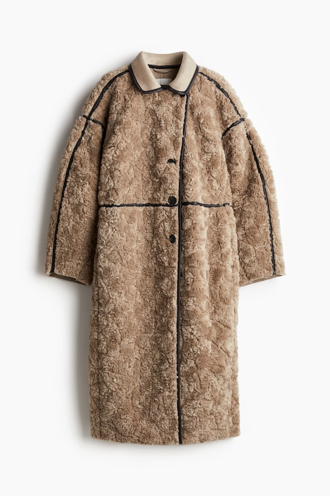Abrigo de borreguito - Beige/Negro - 1