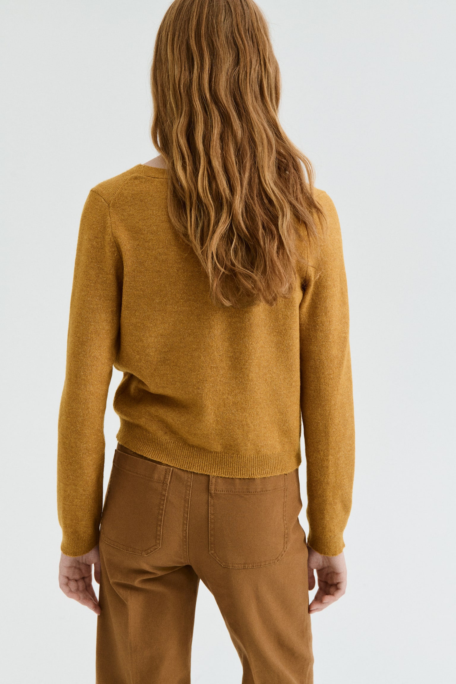 V-neck cardigan - Dark mustard yellow - 4