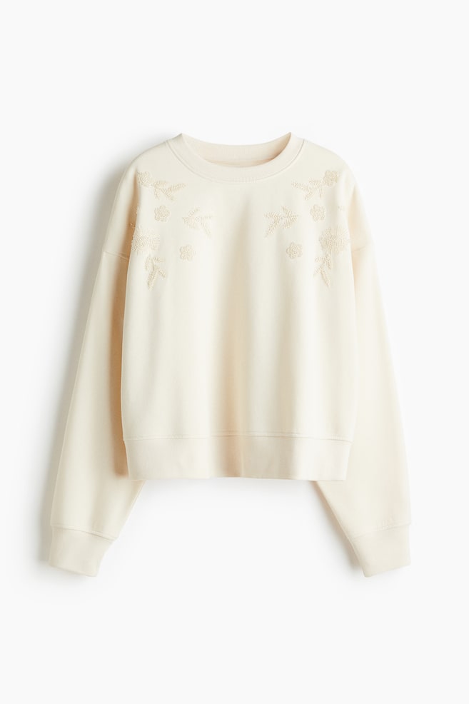 Embellished Sweatshirt - Cream - 1