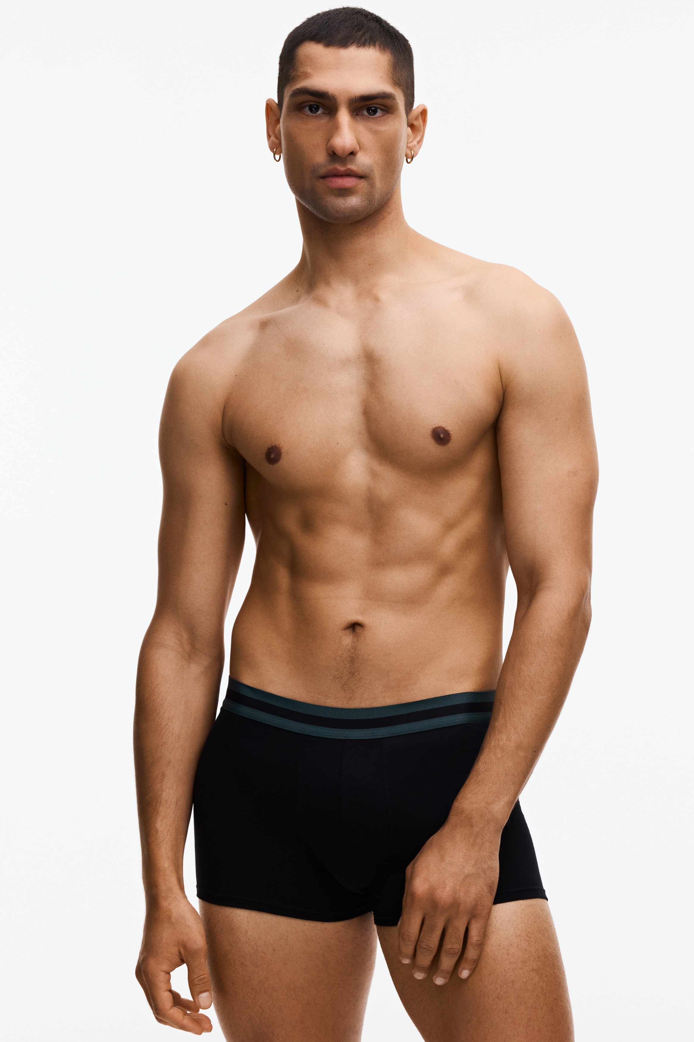 10件入棉質四角褲 - 黑色/咖啡色