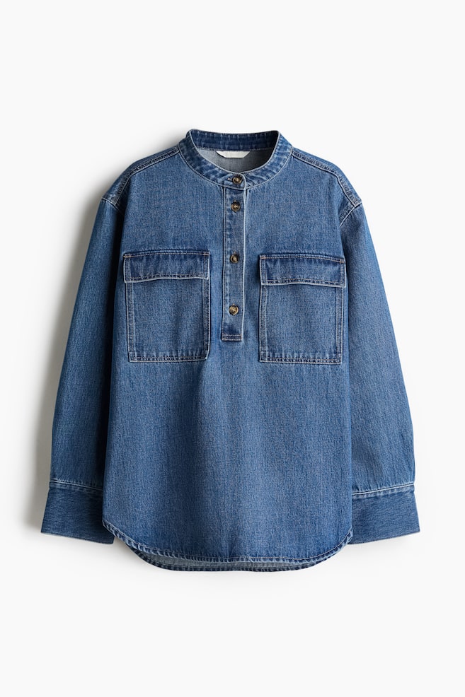 Chemise ample en denim - Bleu denim/Bleu denim pâle - 1