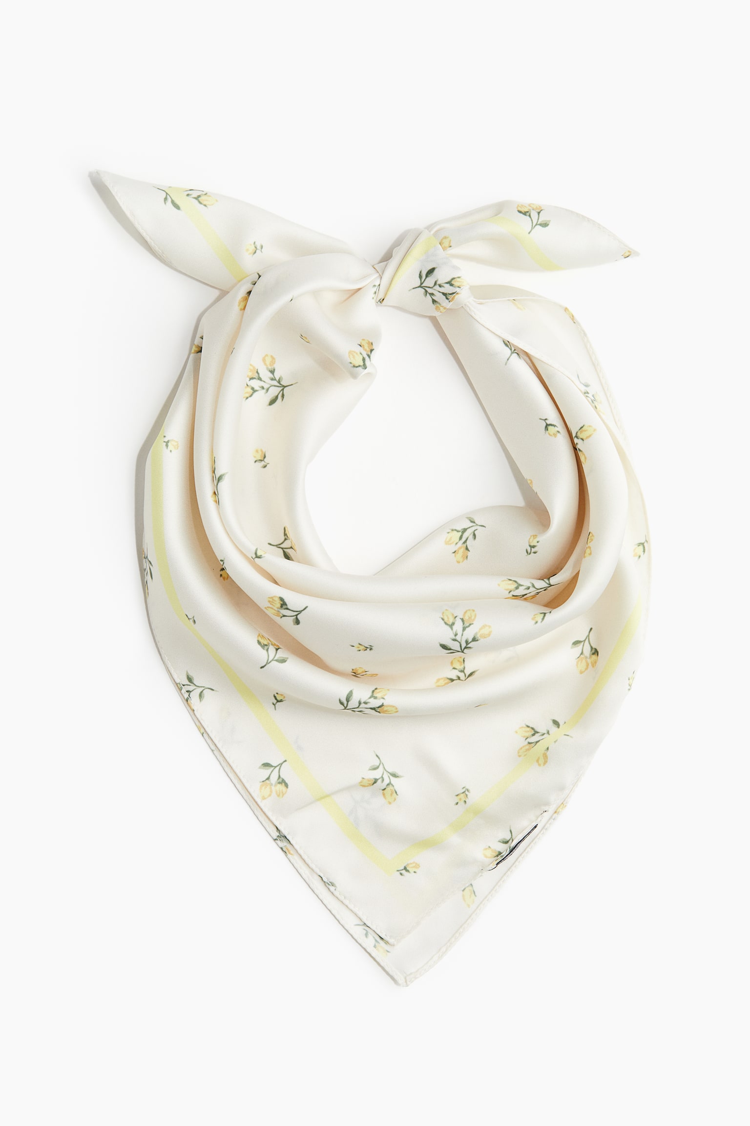 Print Satin Scarf - Cream/Floral/Cream/Tomato/Light blue/Stripe - 1