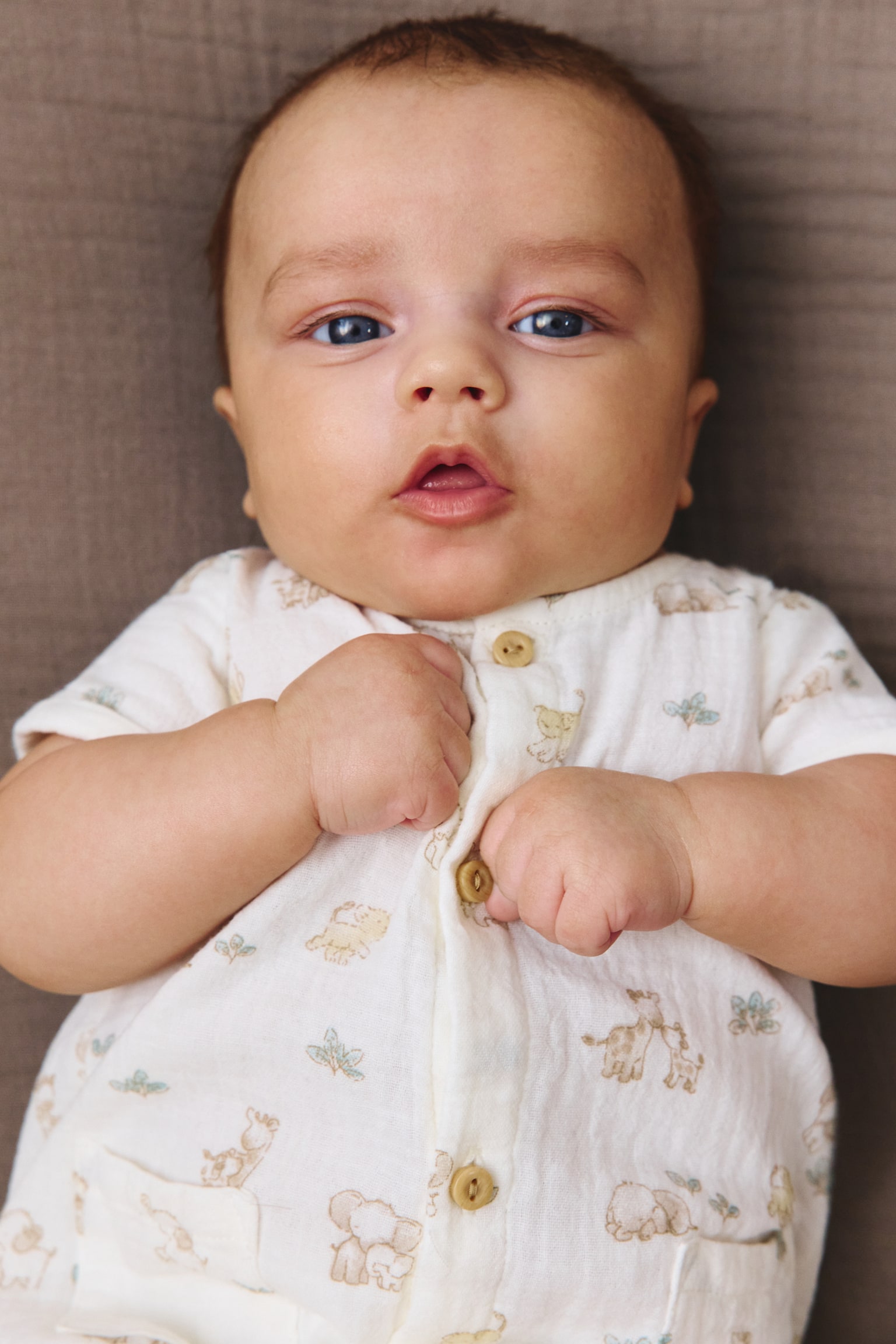 Cotton muslin romper suit - White/Animals/Cream/Light turquoise - 3