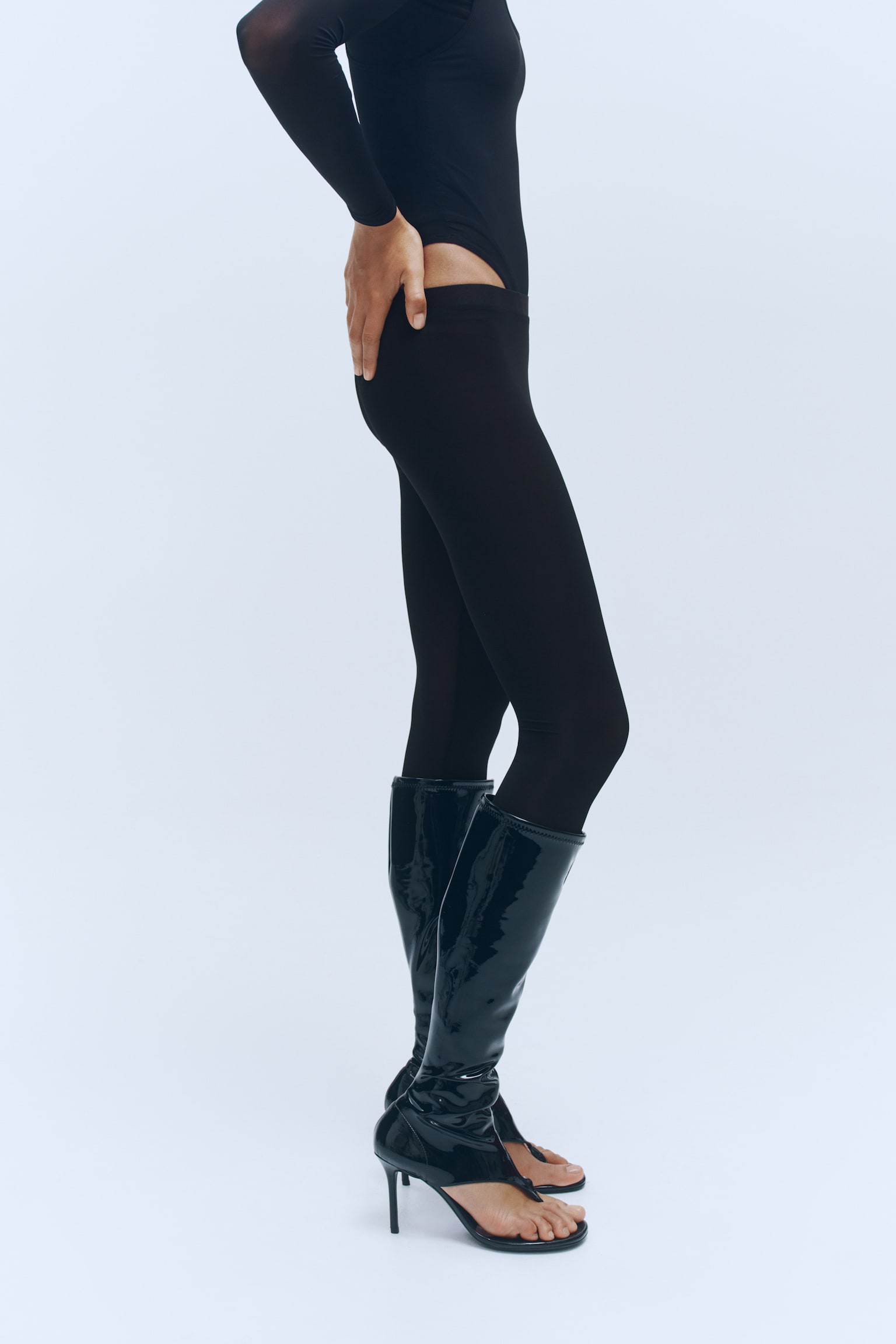 Женские леггинсы H&M Sheer Stirrup, цвет: Чёрный — фото 5
