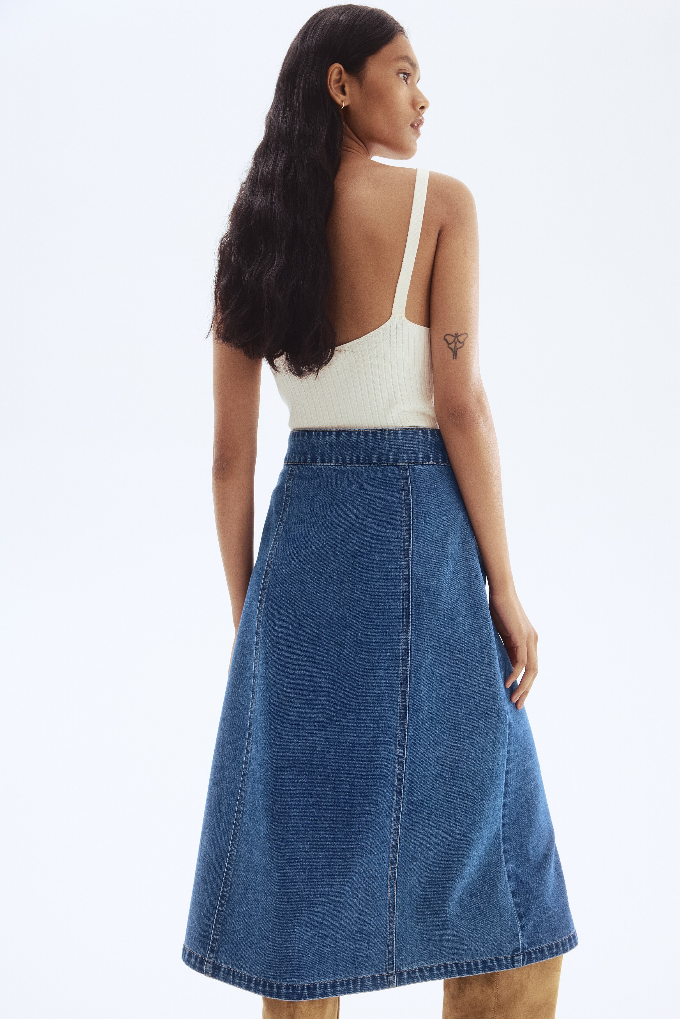 A-line denim skirt