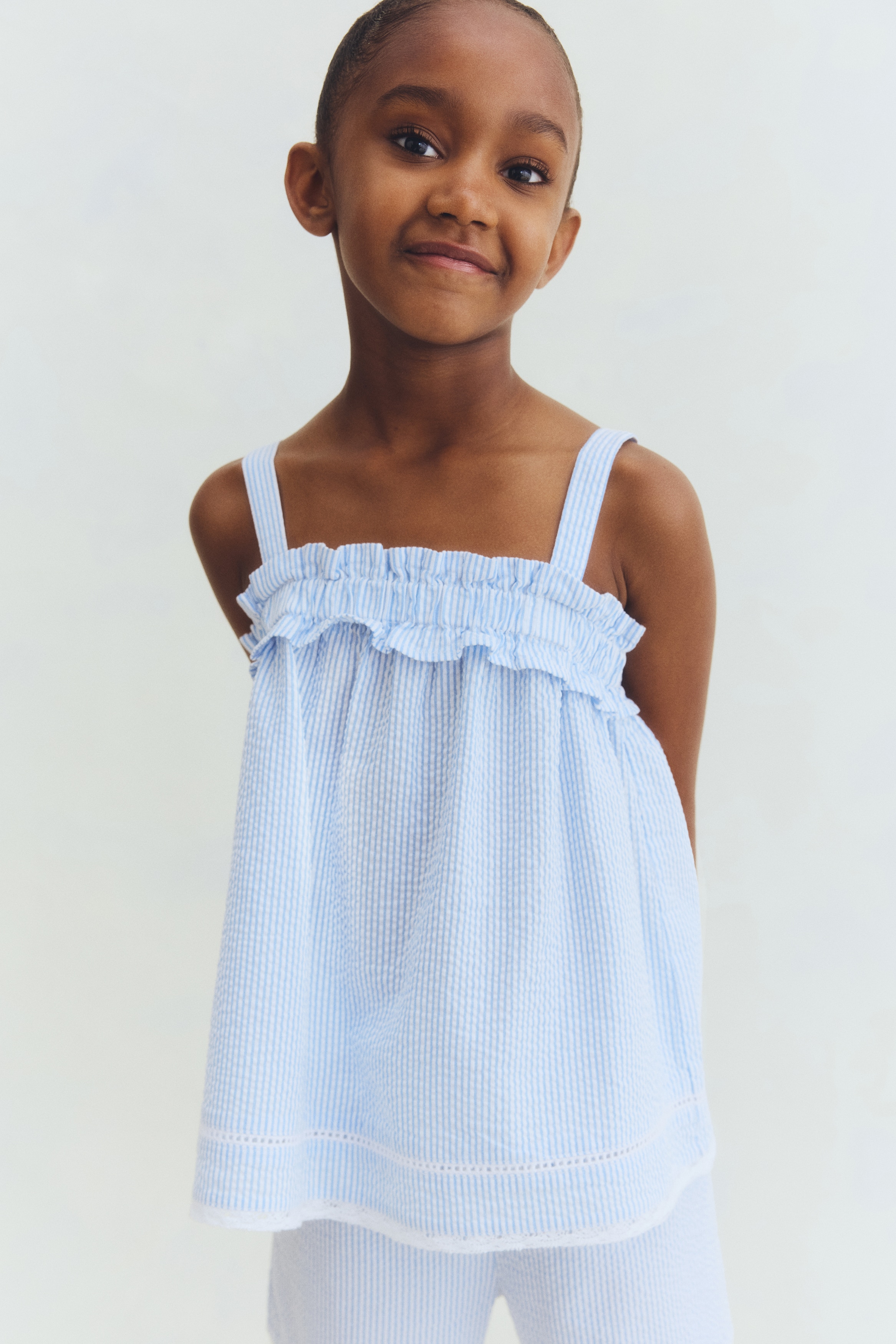 その他 NOA hm. Light blue/white striped 2-Piece Cotton Seersucker Set for kids