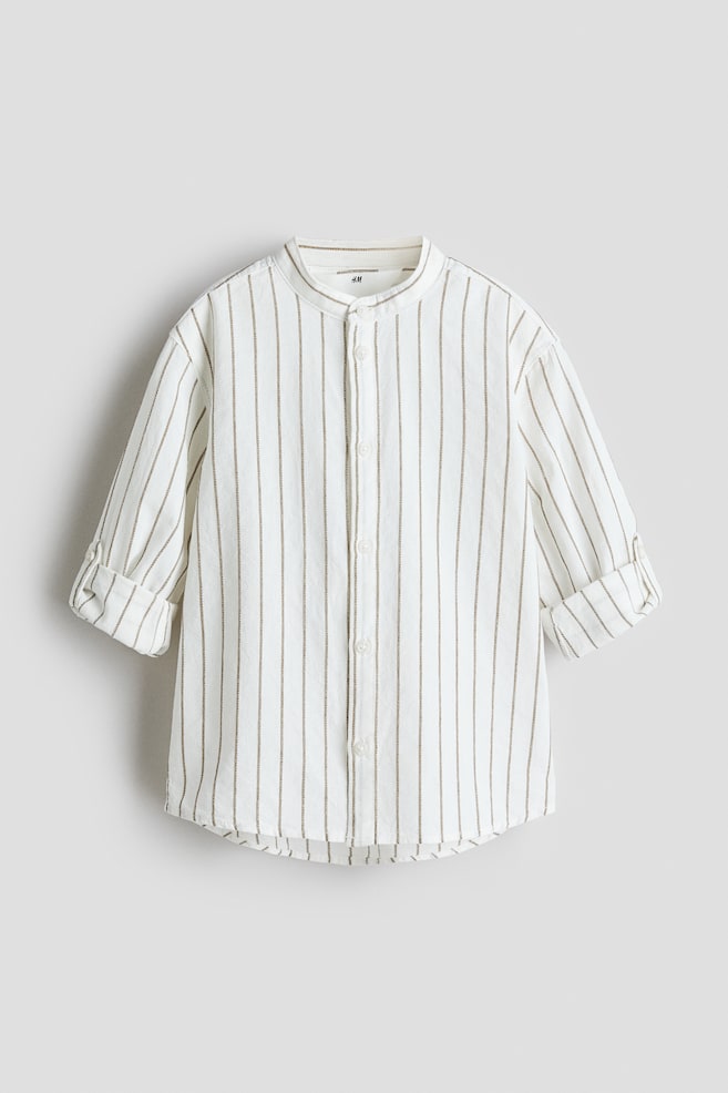Cotton Grandad Shirt - White/Stripe/White/Dinosaurs/Cream/Dinosaurs/Light blue/White/Stripe - 1