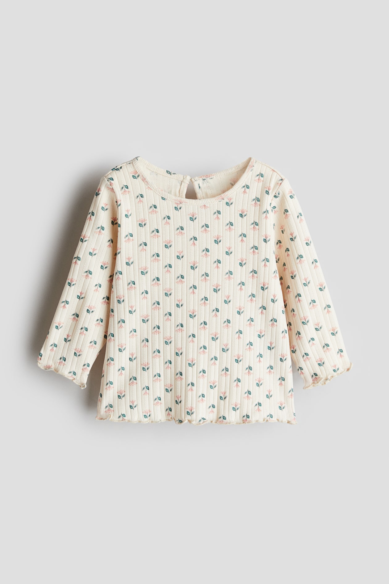 Ribbed Jersey Top Beige/floral Kids H&M CA