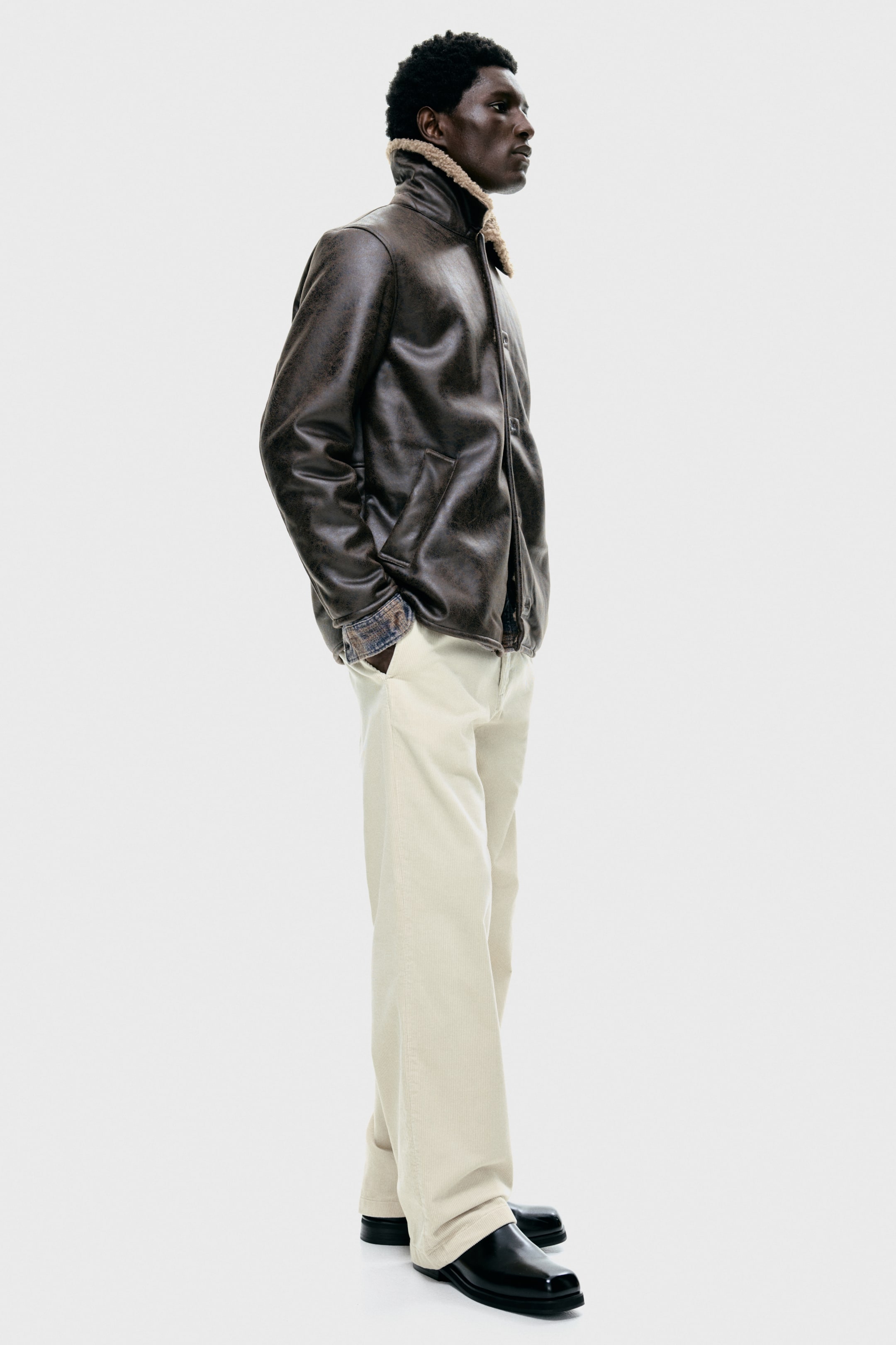 View larger image: Jacket in coated fabric - Dark brown - Men | H&M IN 4