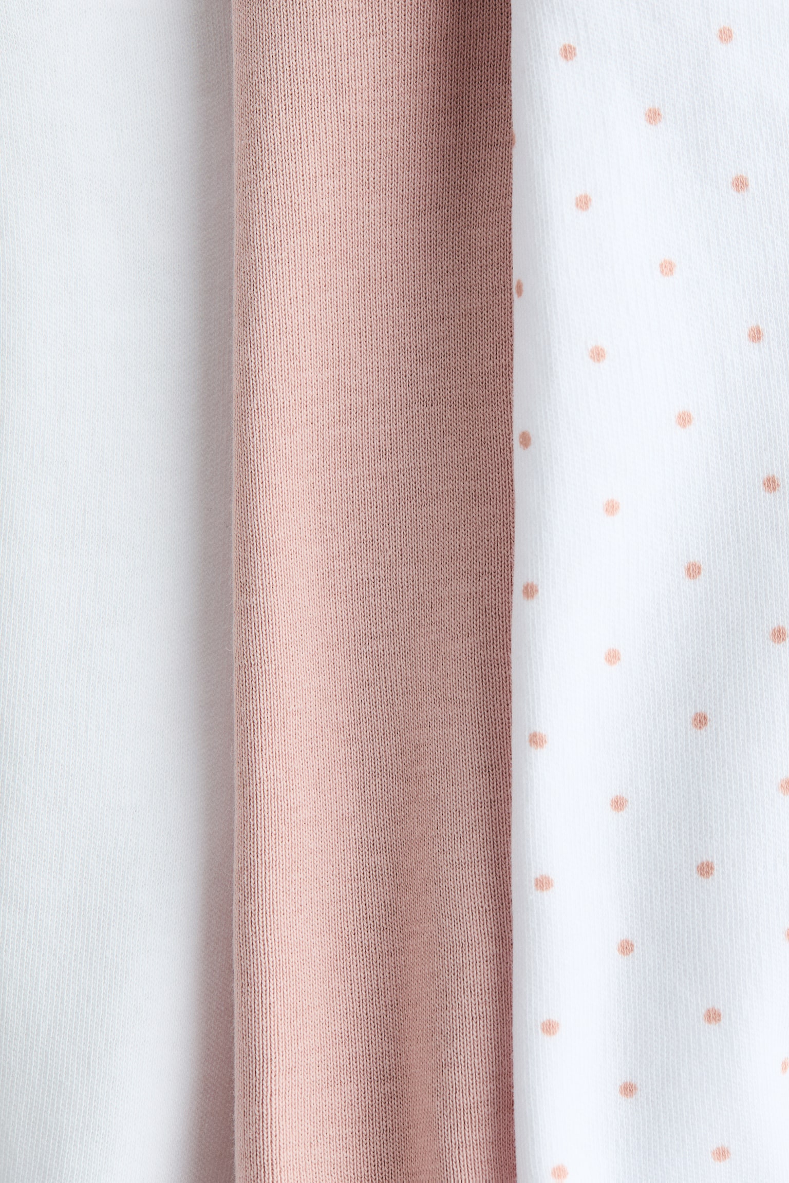 מארז 3 זוגות מכנסי טייץ עם קפל במותן - ורוד פודרה/נקודות/תכלת מאובק - 2