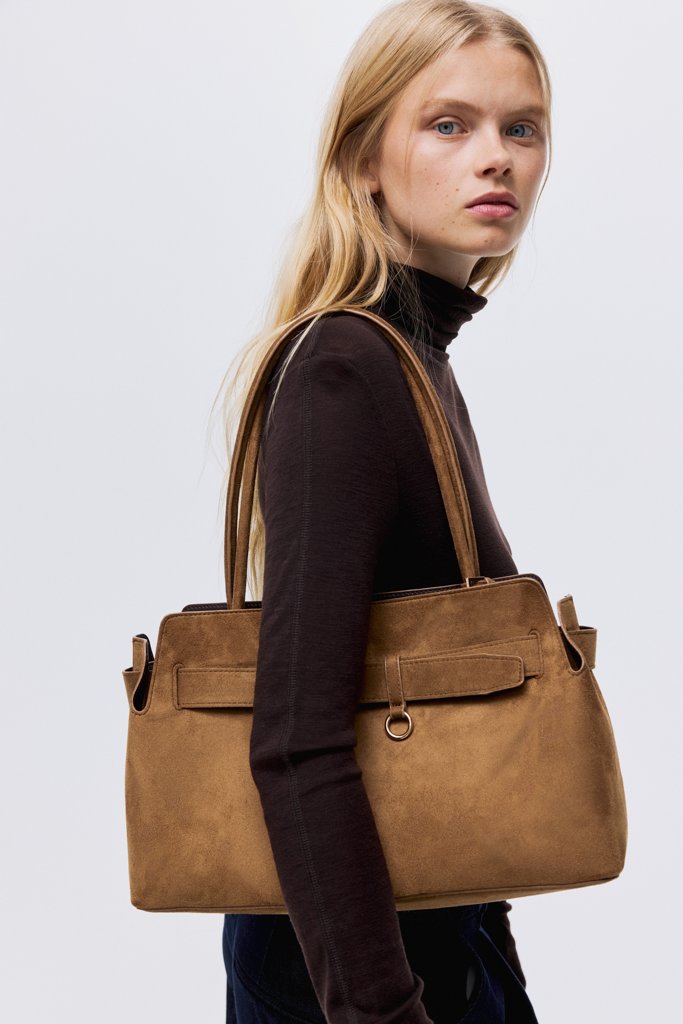 H & M - ストラップディテールトートバッグ - ベージュ