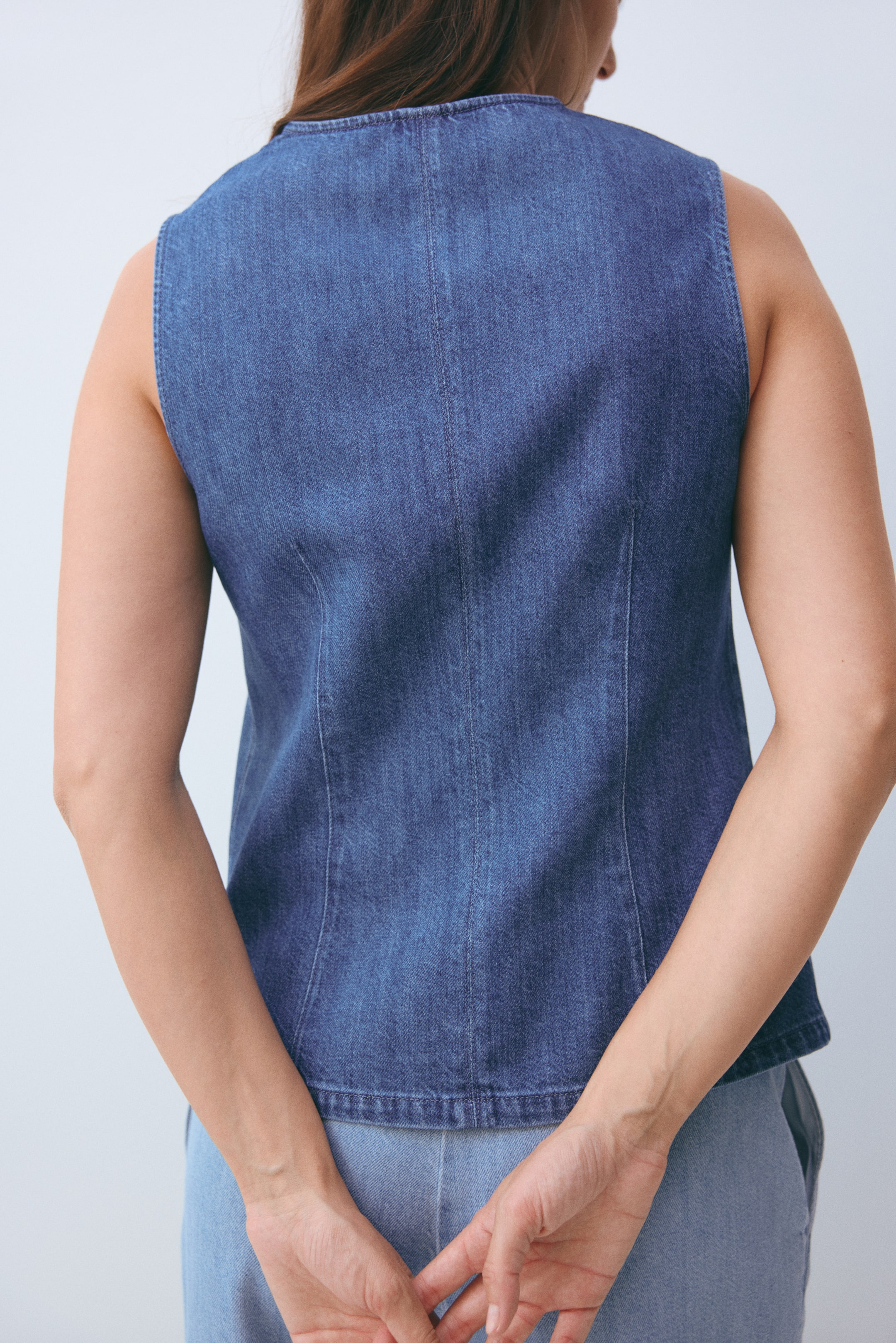 Women's Denim blue MAMA Tie-Front Denim Vest | H&M CA