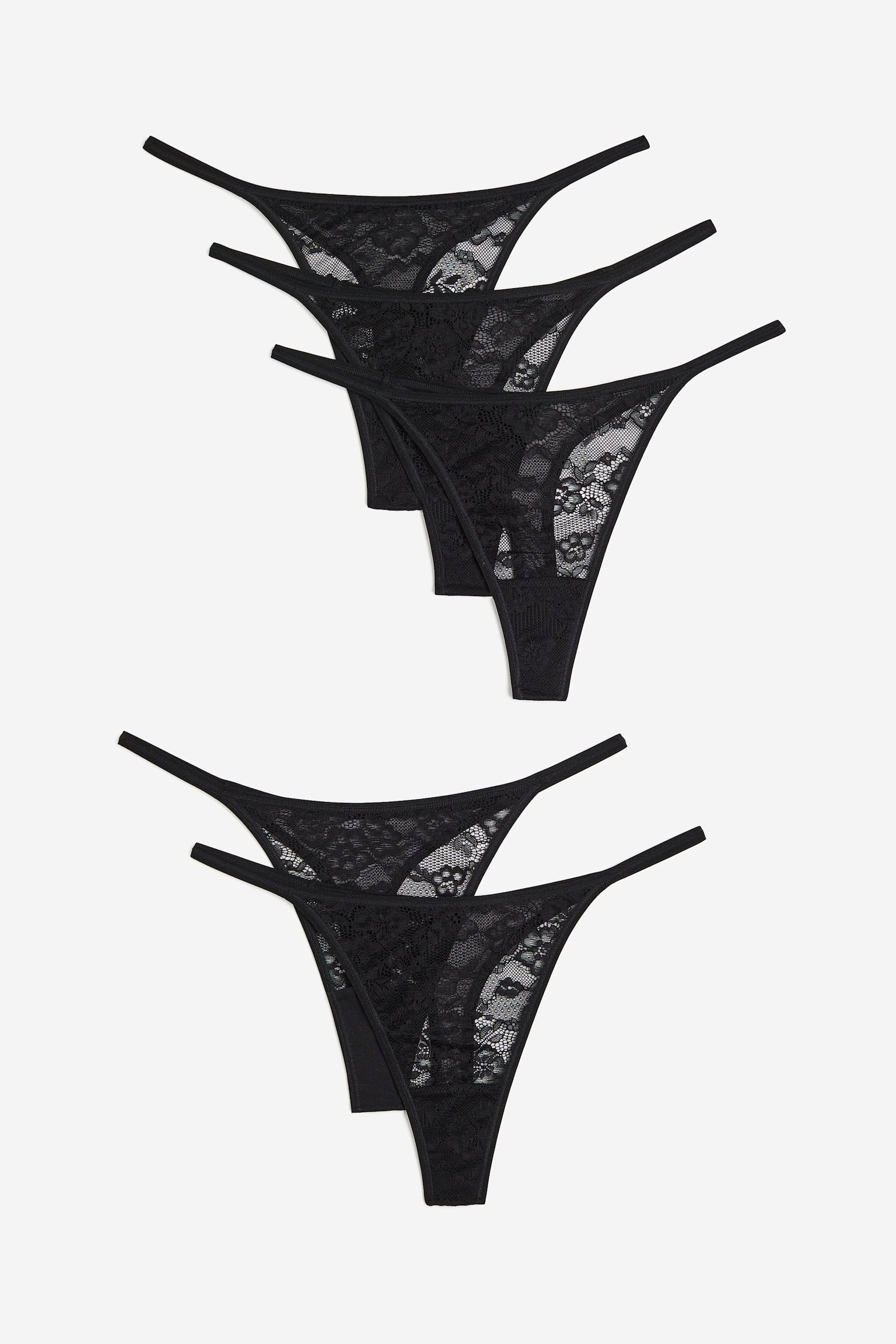 5-pack Lace G-strings - Black - 1