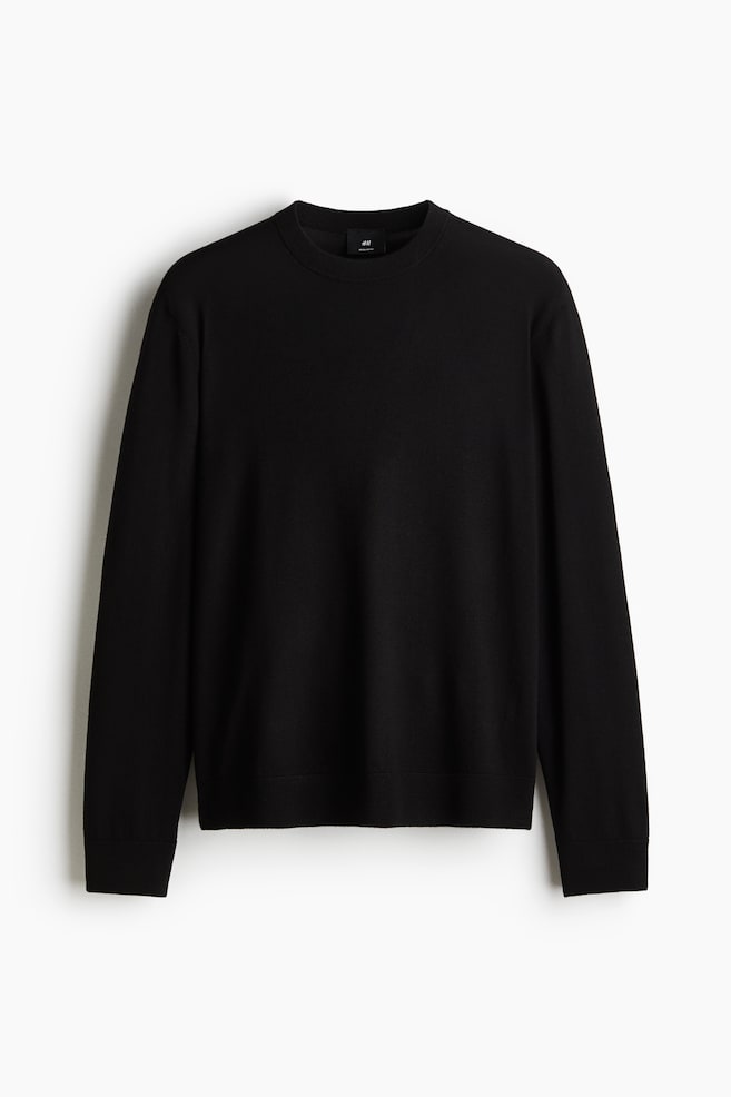 Jersey de lana merino Regular Fit - Negro/Beige/Gris oscuro/Azul oscuro - 1