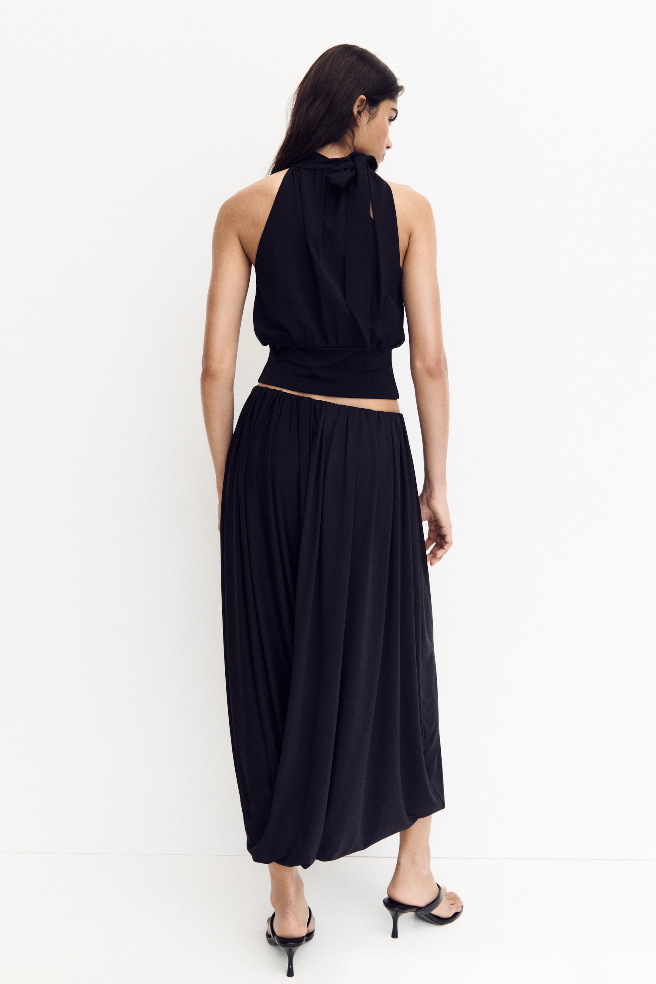 Scarf-Collar Crêpe Top