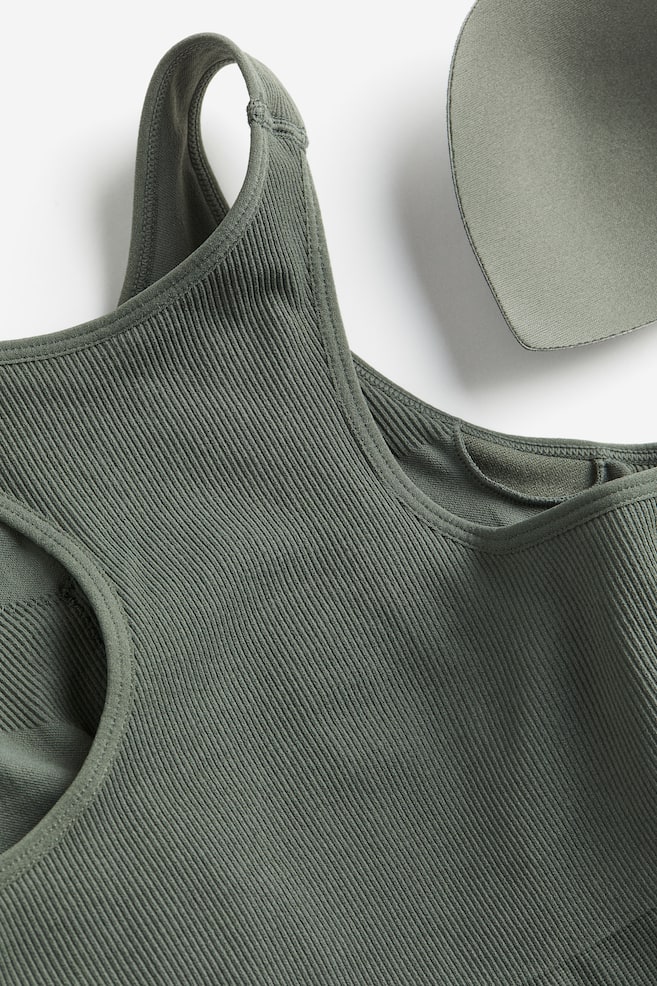 DryMove™ Medium Support Sports bra - Dark khaki green/Black/Bubblegum pink/Grey marl/dc/dc/dc - 3