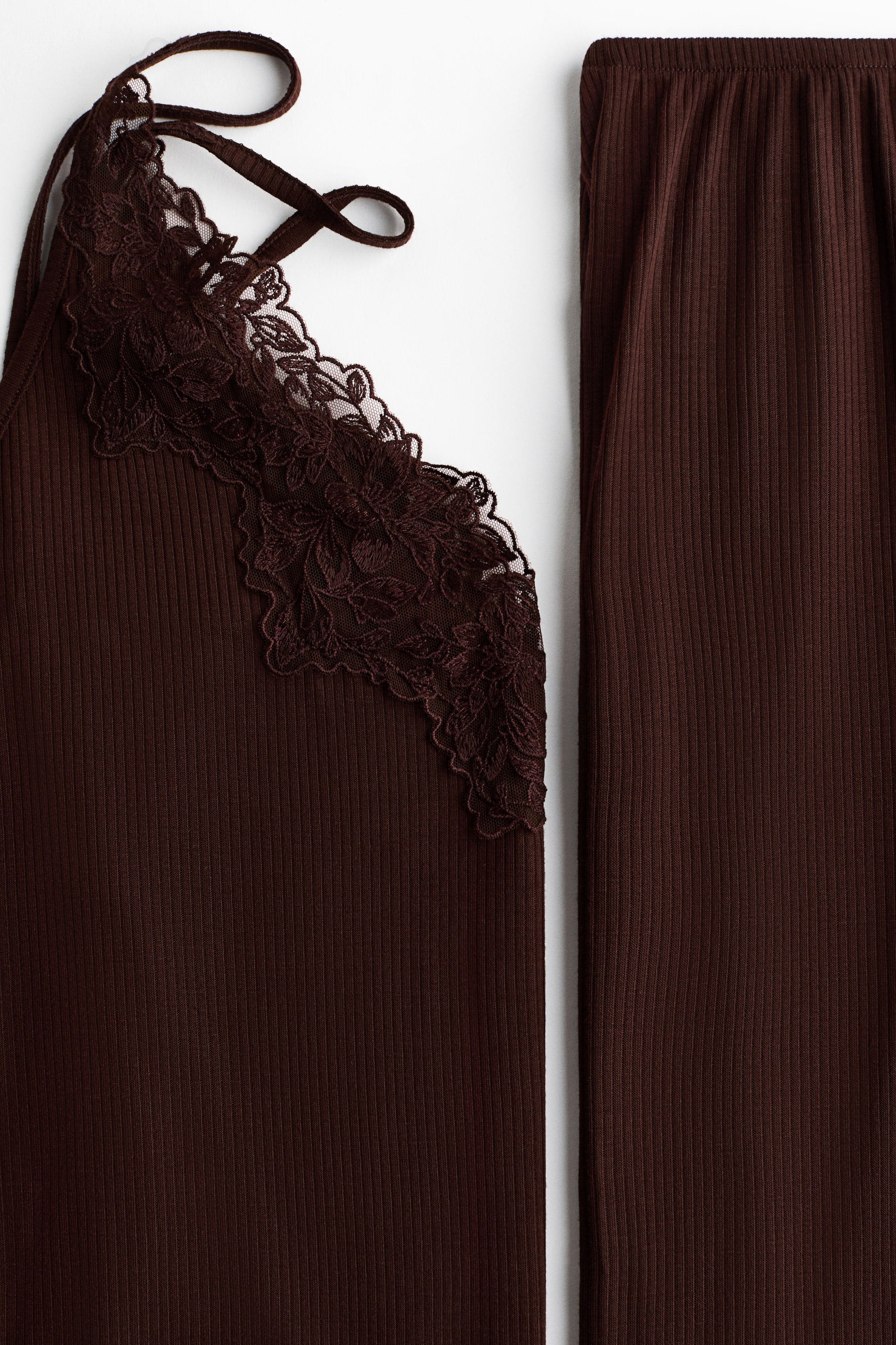 View larger image: Ribbed pyjamas - Dark brown - Ladies | H&M GB 2