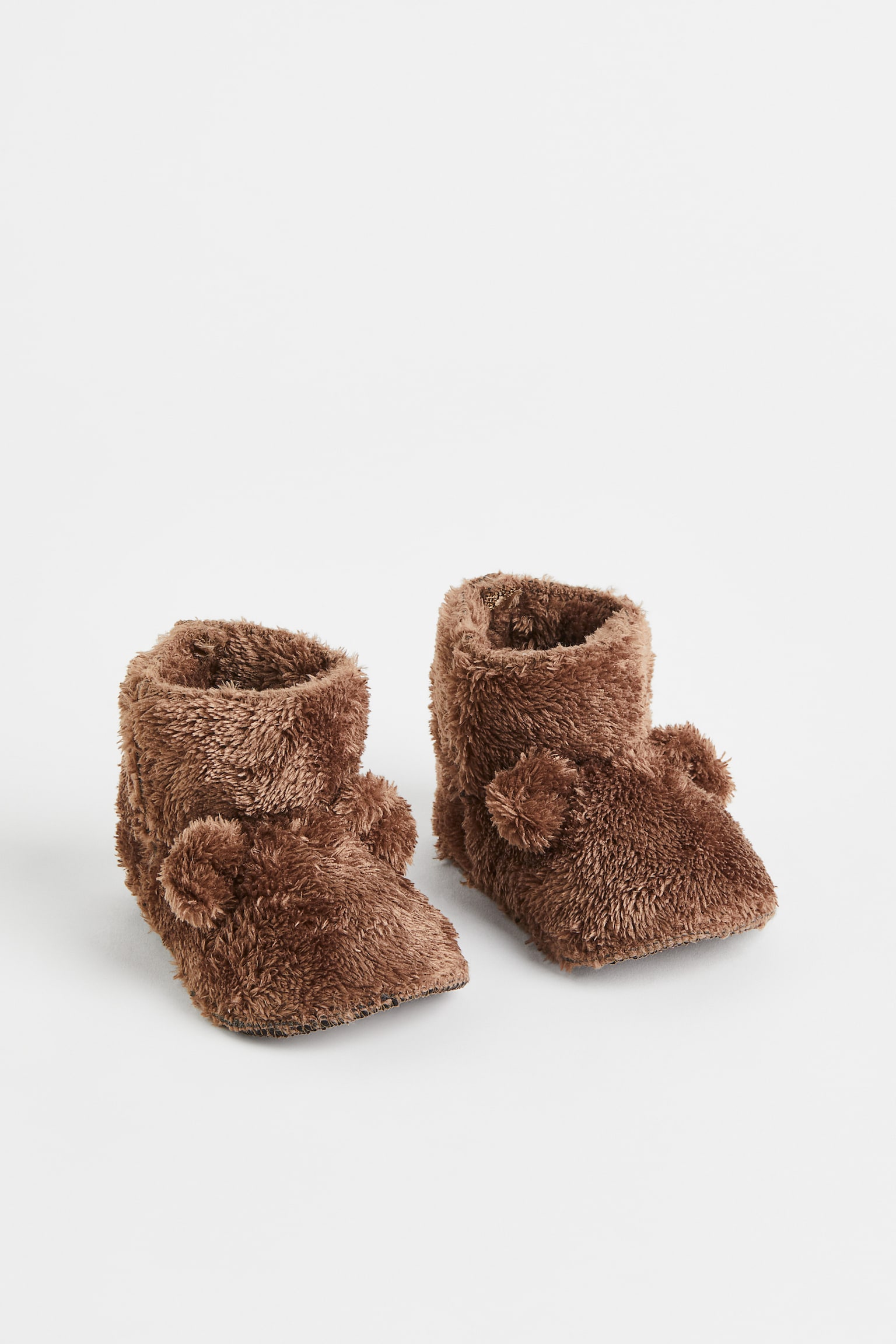 Faux Sheepskin Lined Slippers - Brown/Bear/Natural white - 1