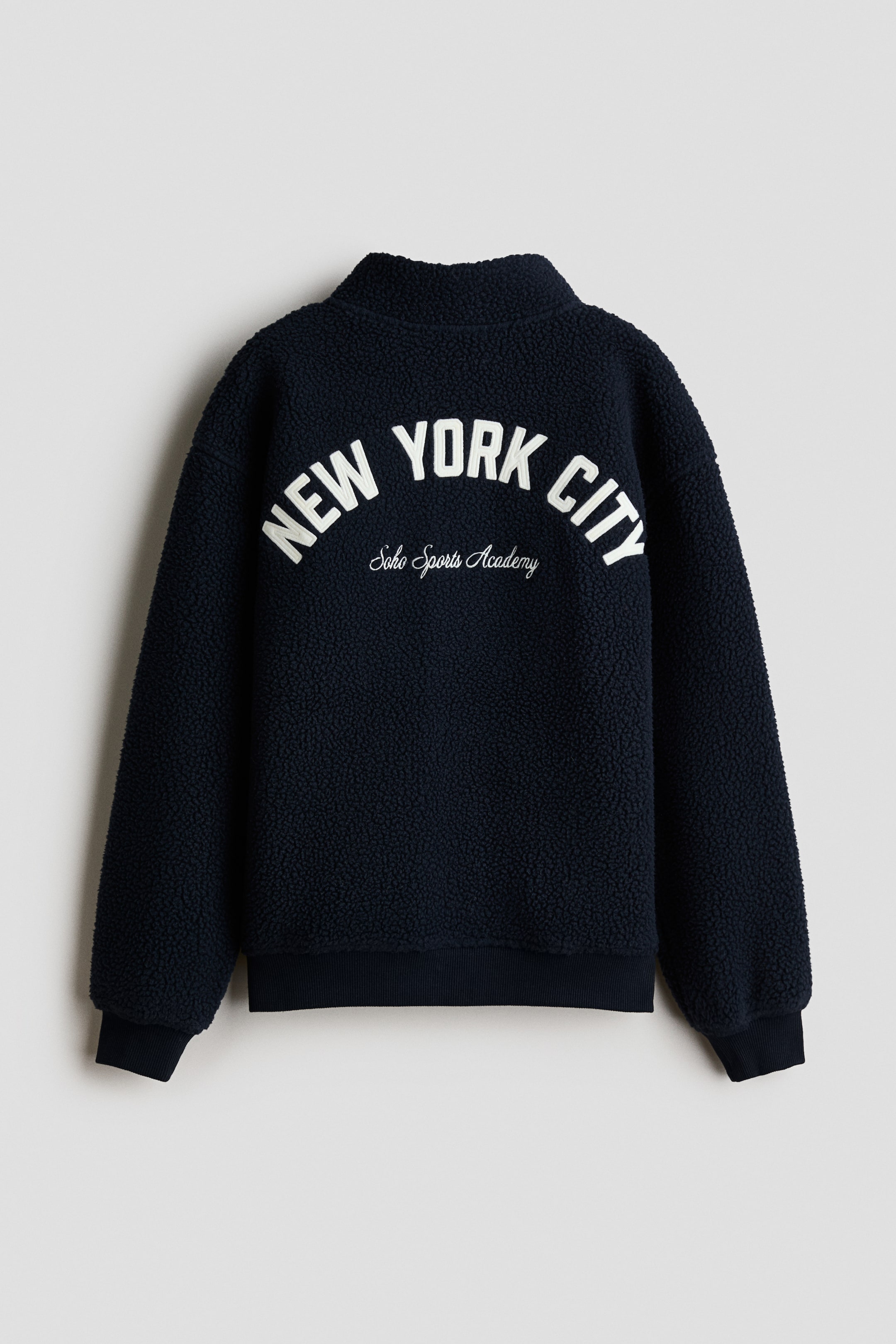 Embroidered-Detail Teddy Fleece Sweatshirt