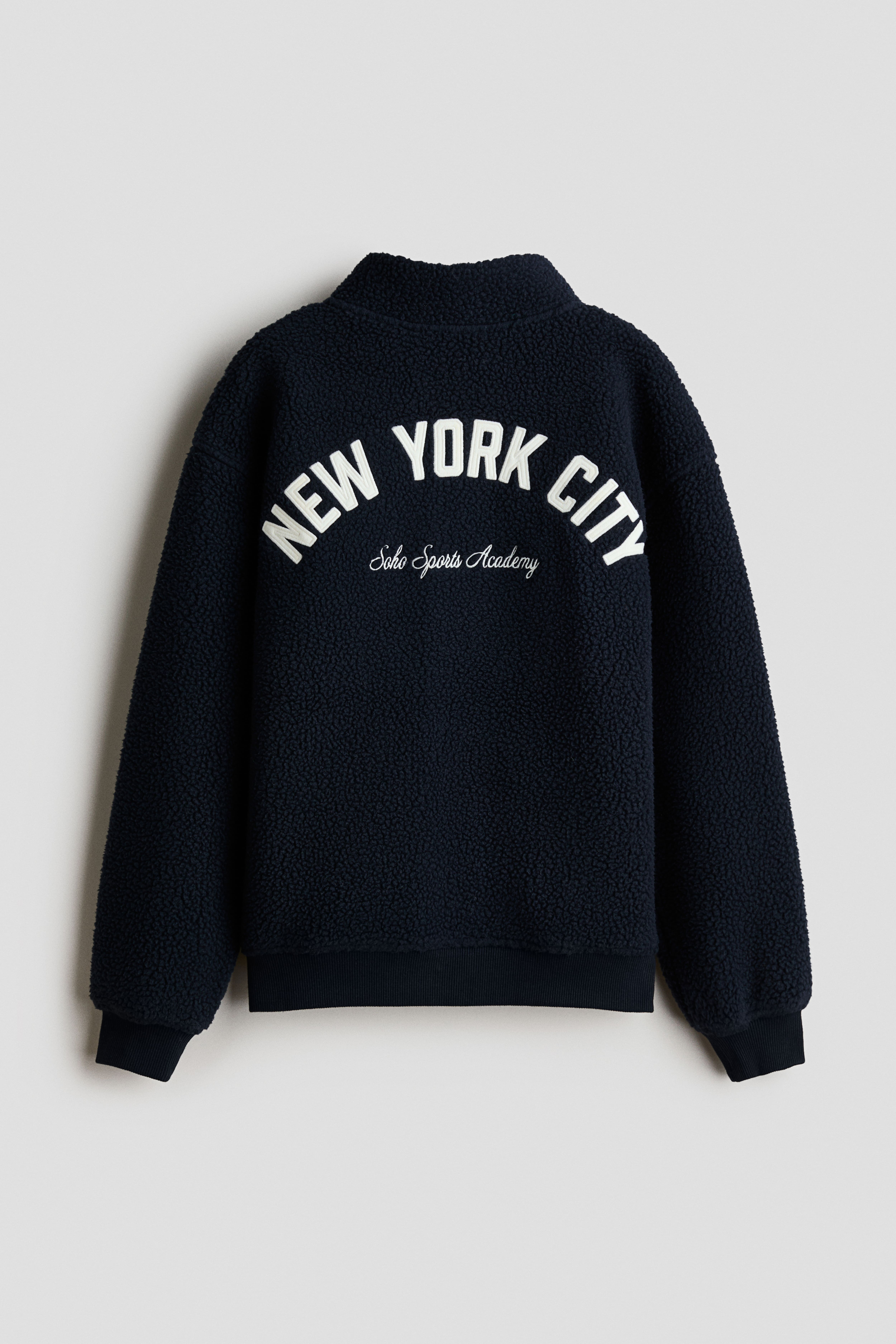 Embroidered-Detail Teddy Fleece Sweatshirt