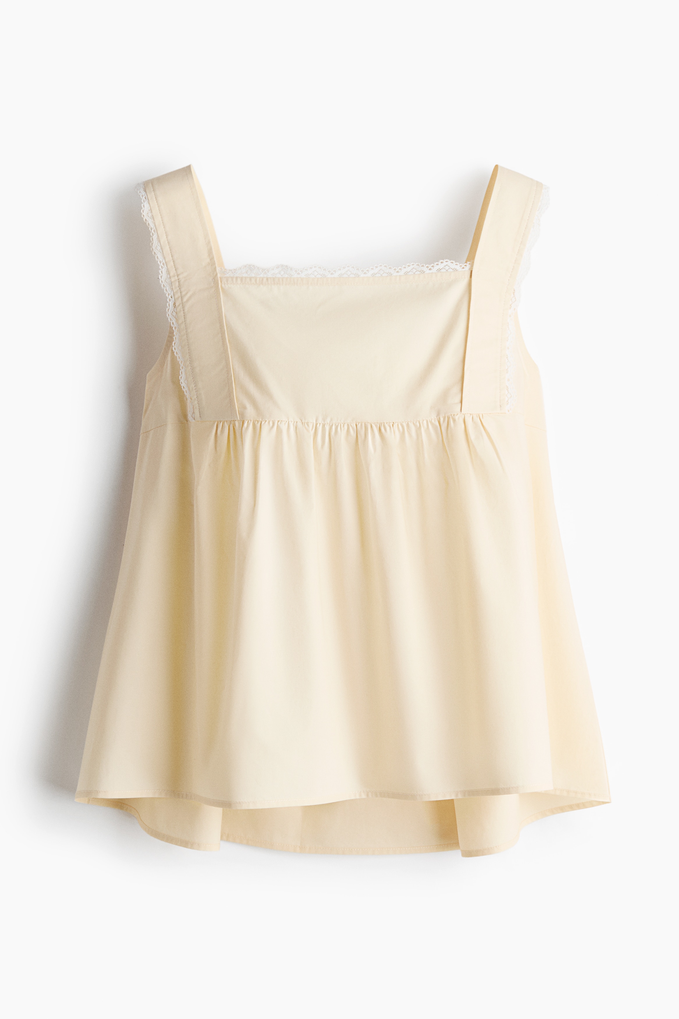 Lace-trimmed cotton top - Light yellow/White/Black