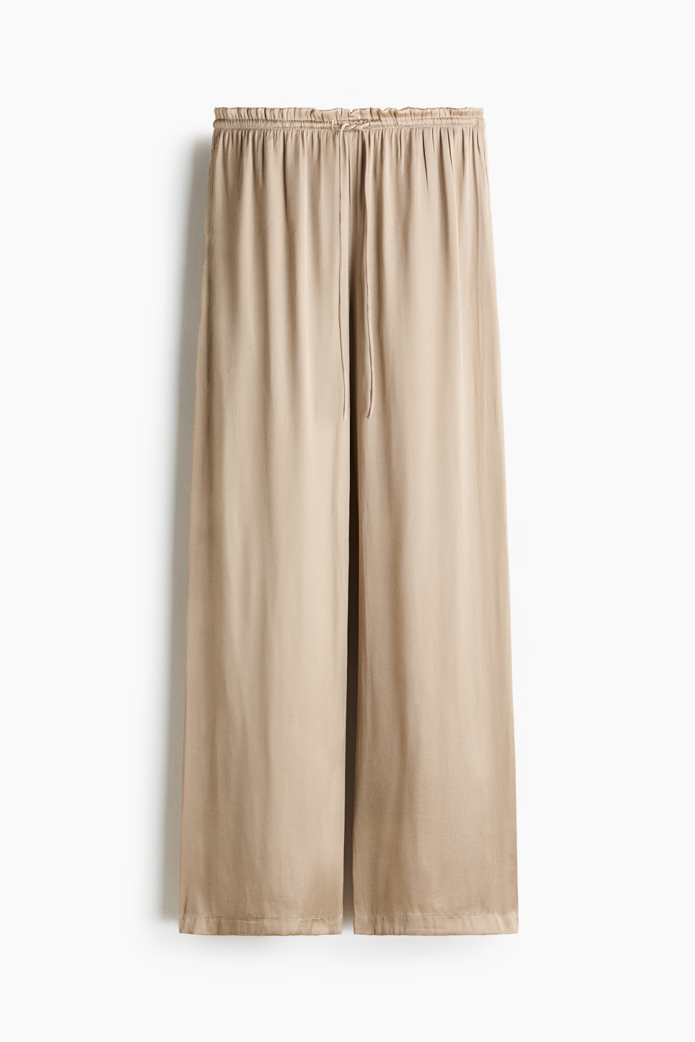Pantaloni in satin con coulisse - Beige/Nero/Verde kaki scuro
