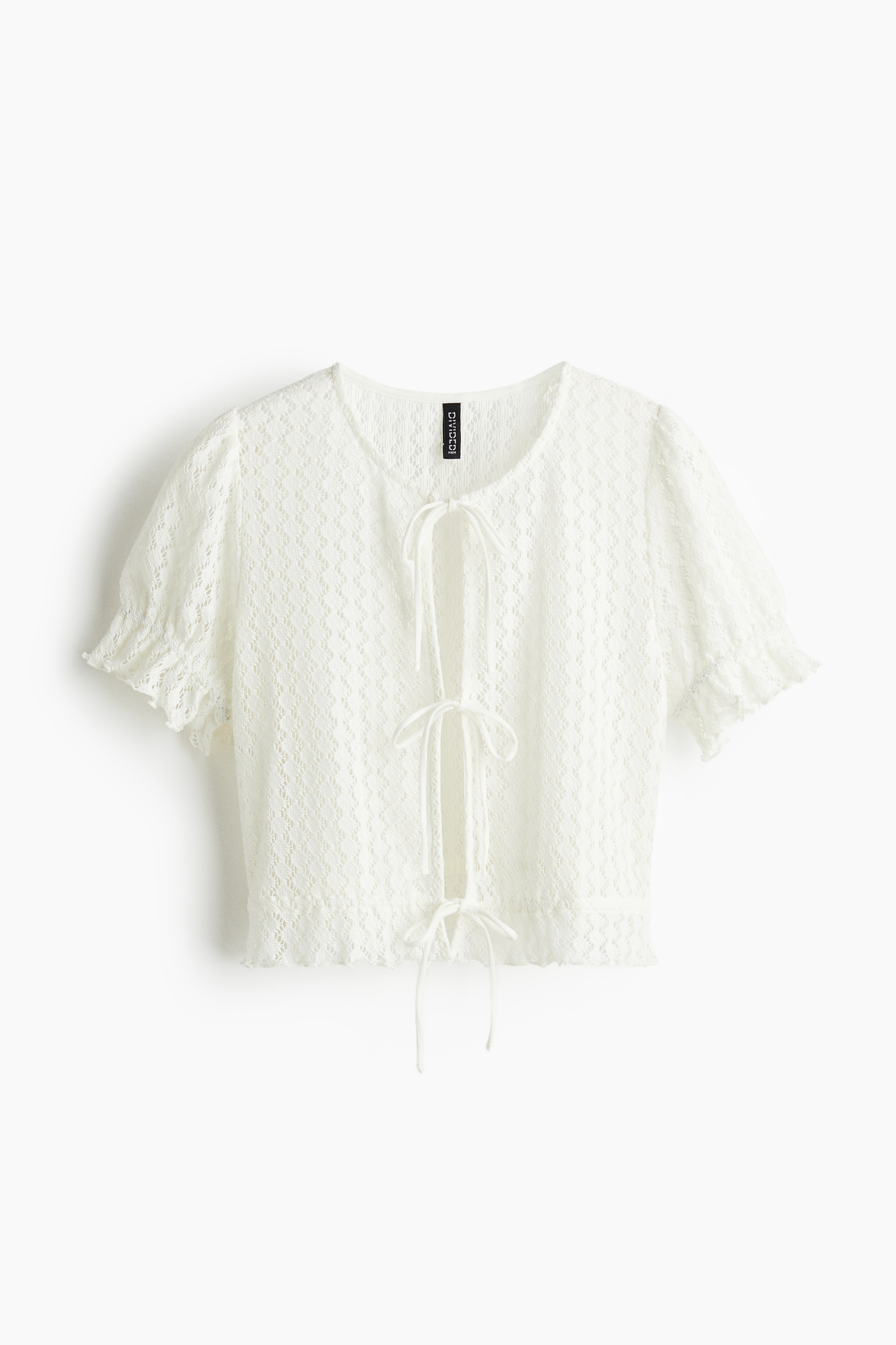 Pointelle Knit Top - White/Black