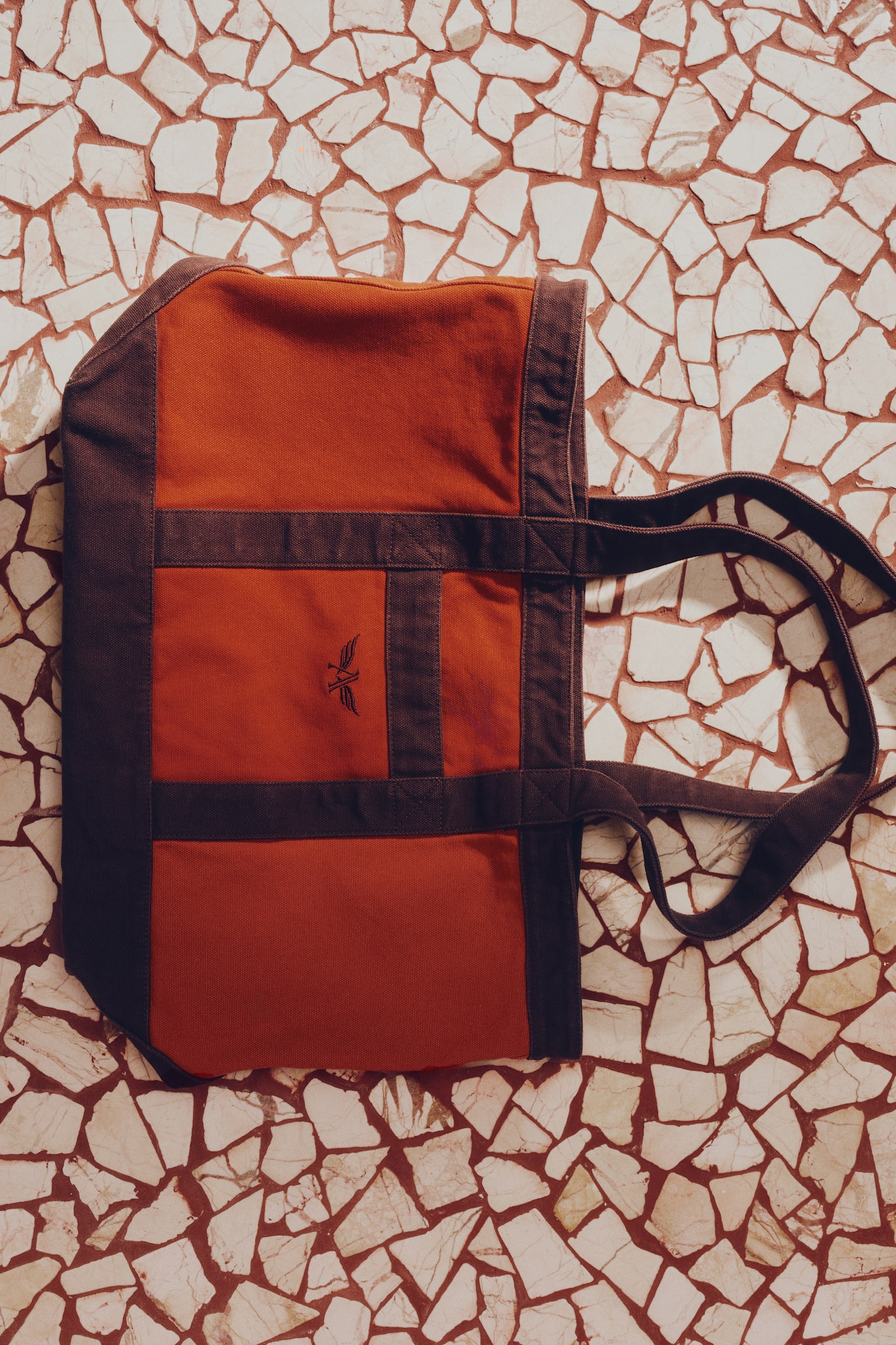 Kanvas Tote Çanta - Koyu turuncu/Bordo - 1