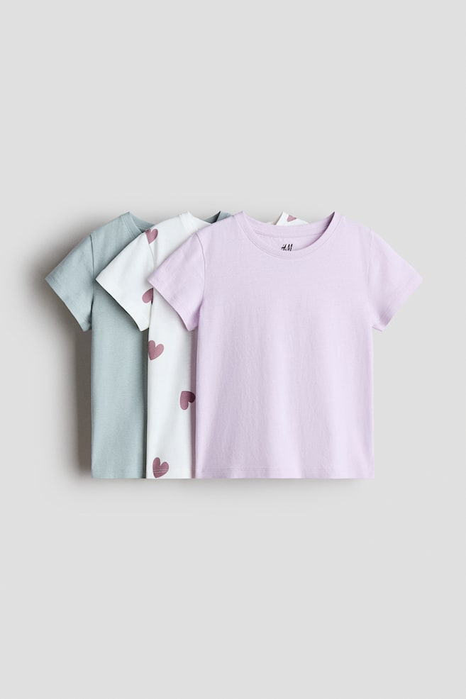 Pack de 3 camisetas - Blanco/Corazones/Violeta empolvado/Corazones/Rosa empolvado/Lunares/Rosa/Corazones/Rosa claro/Azul claro/Blanco/Corazones lila/Rosa claro/Blanco - 1