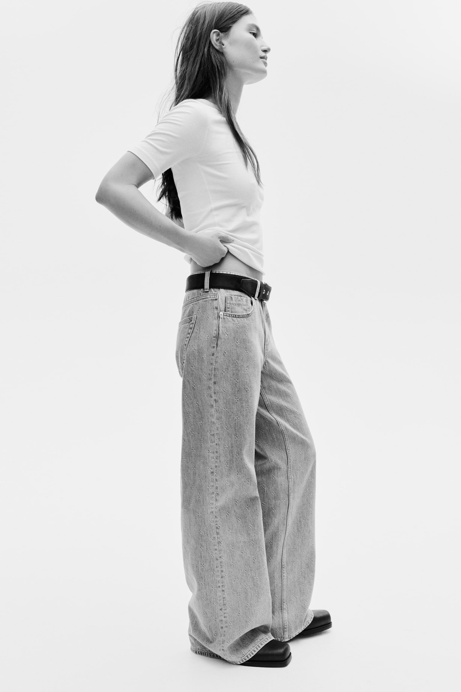 Wide High Waist Jeans - Denimblå - 3