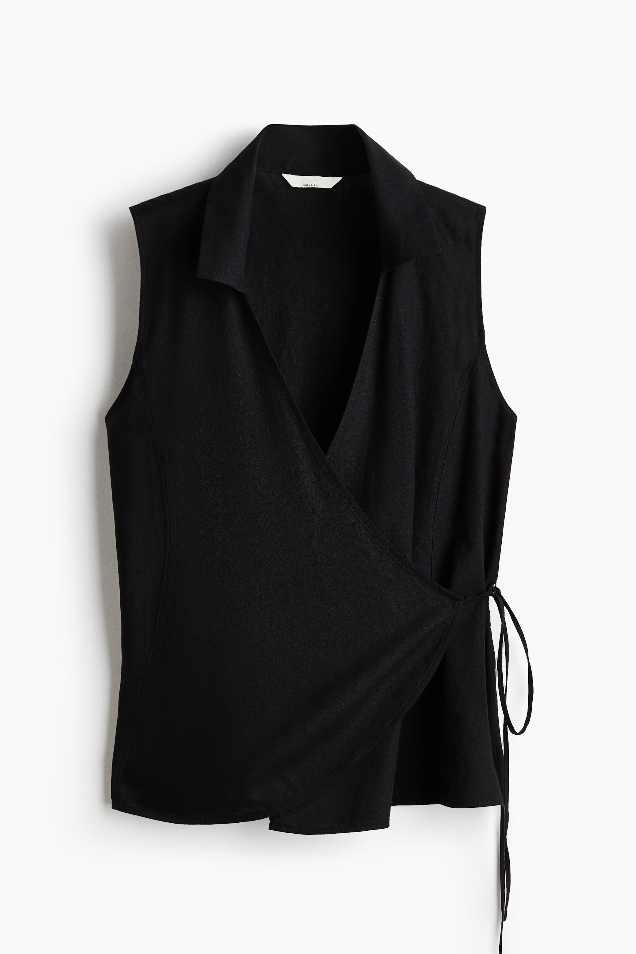 Linen-Blend Wrap Top