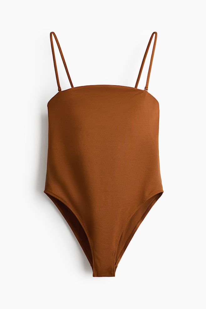 Maillot de bain bandeau paddé - Marron/Beige clair/imprimé léopard - 1