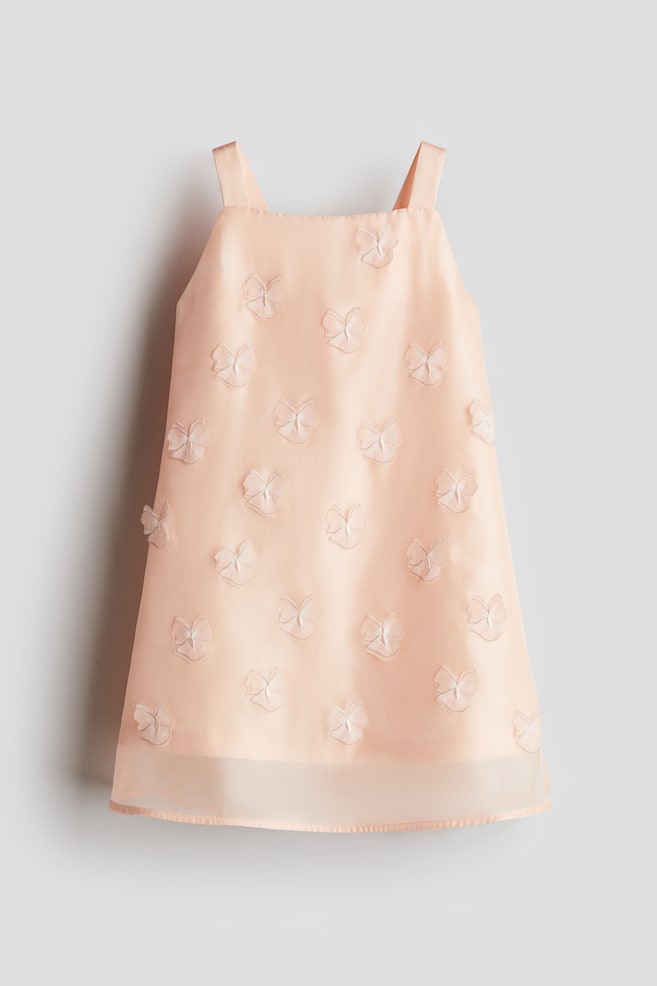 Appliquéd organza dress - Peach - 1