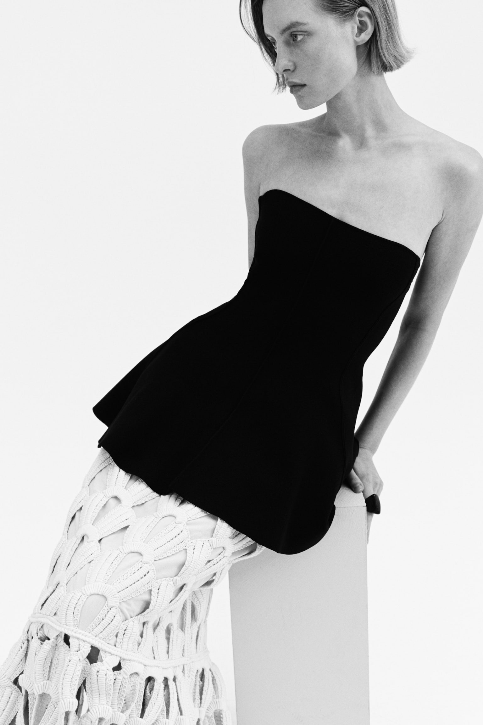 Crochet-look skirt - Cream - 6