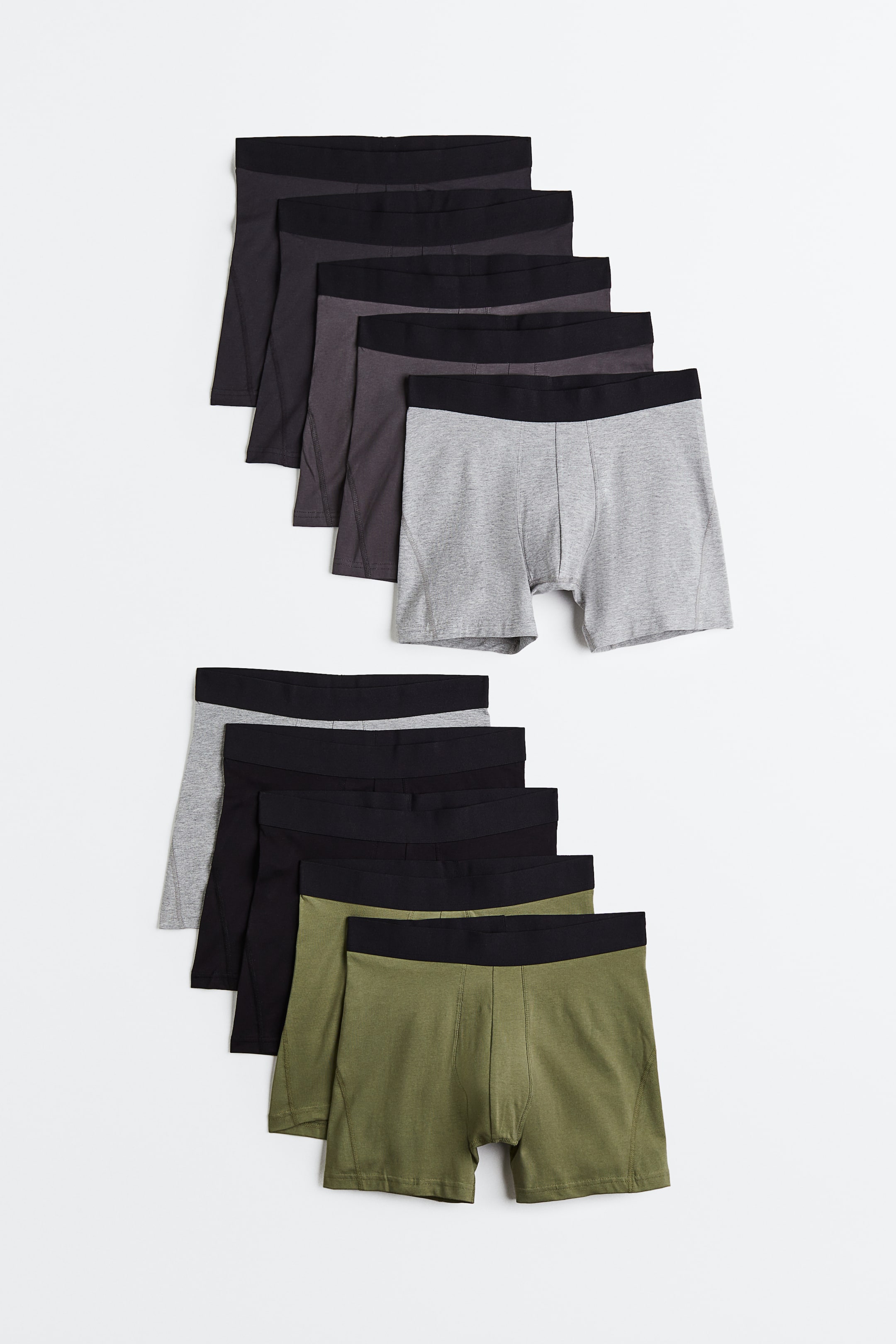 Ver imagen más grande: Pack de 10 calzoncillos trunk con Lycra® - Gris/Negro/Verde - HOMBRE | H&M ES 1