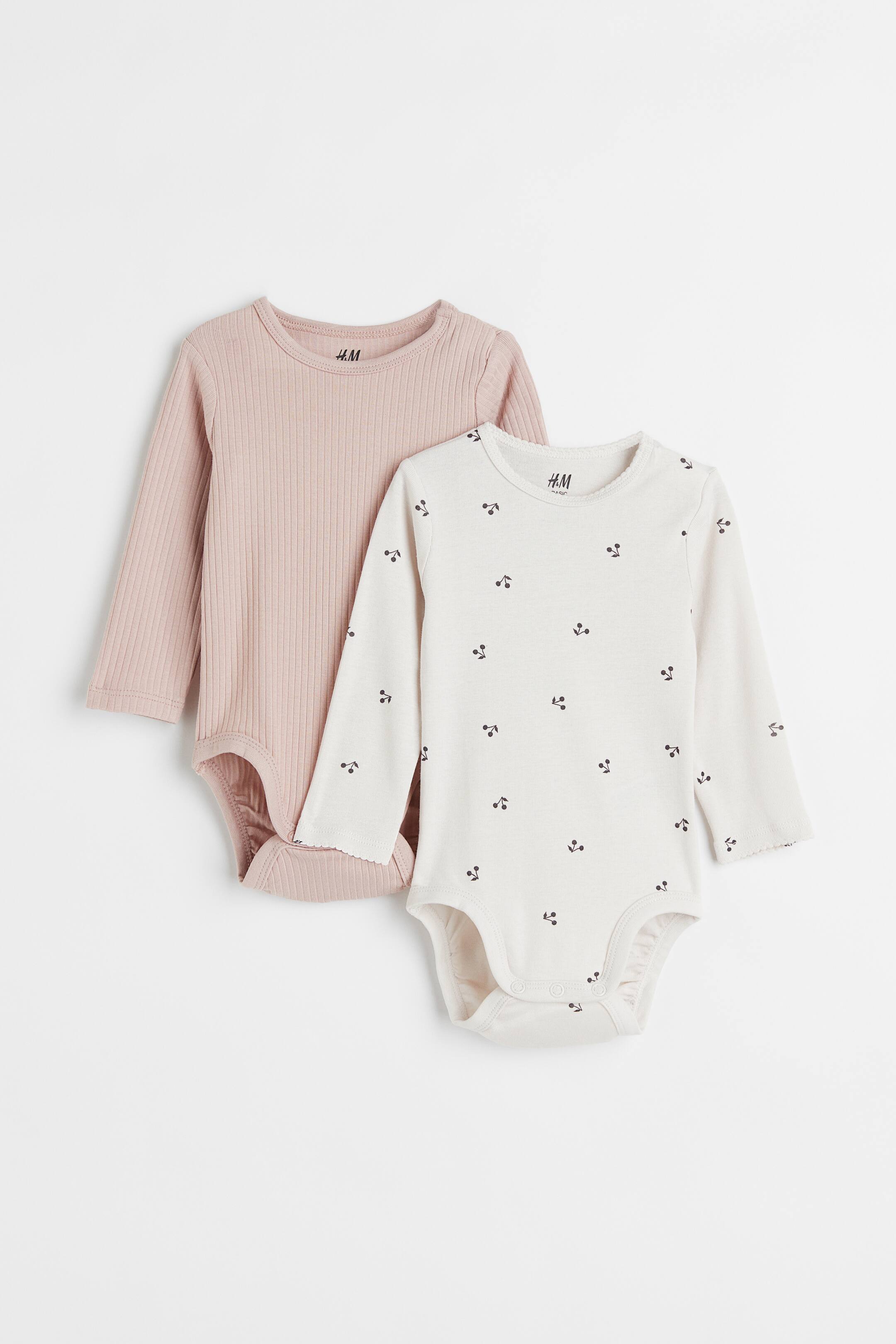 Agrandir l'image: Lot de 2 bodies à manches longues - Rose clair/cerises - ENFANT | H&M FR 1