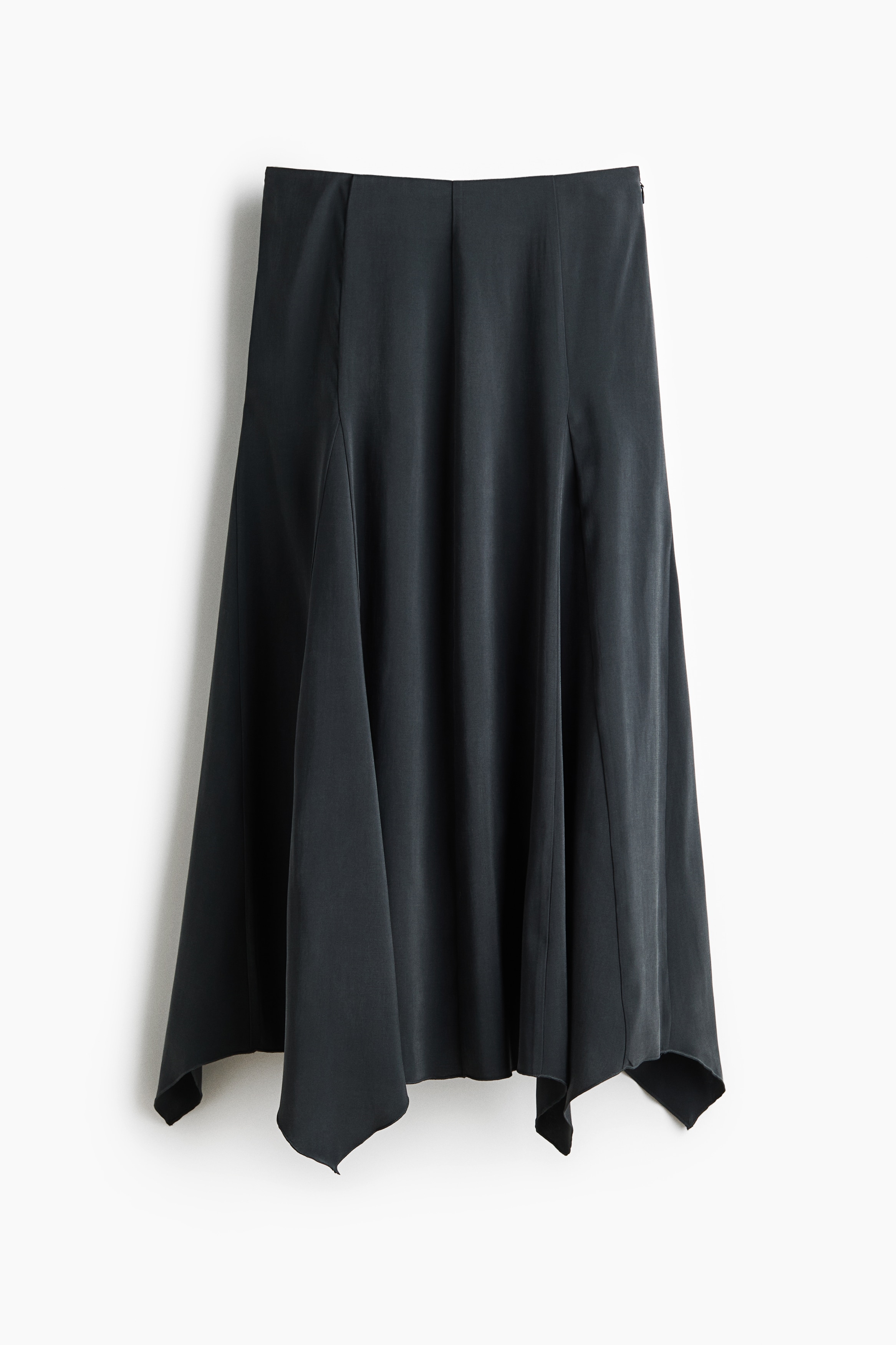 プリーツディテールミディスカート - ブラック