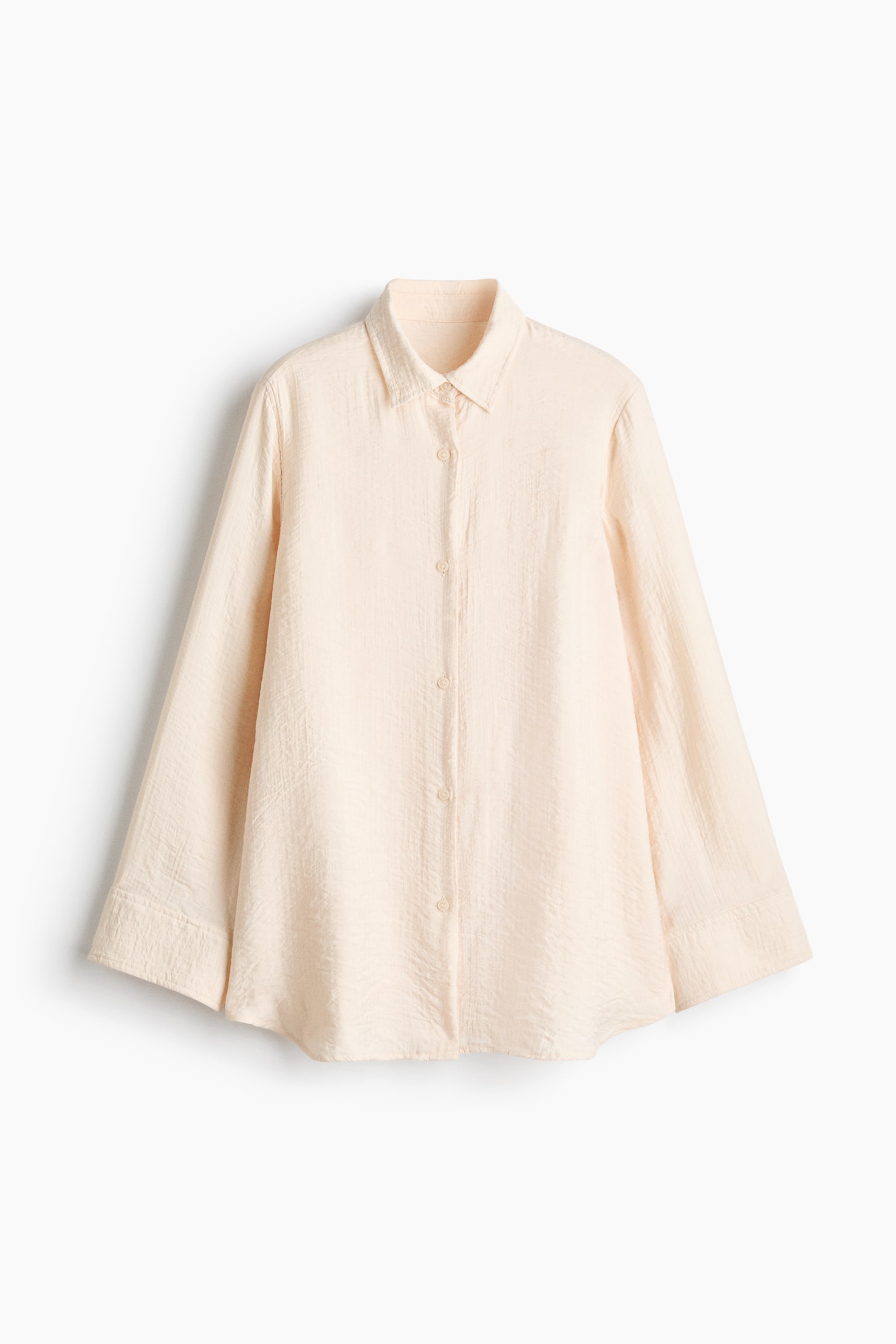 Crinkled viscose-blend shirt - Light beige/Black - 1