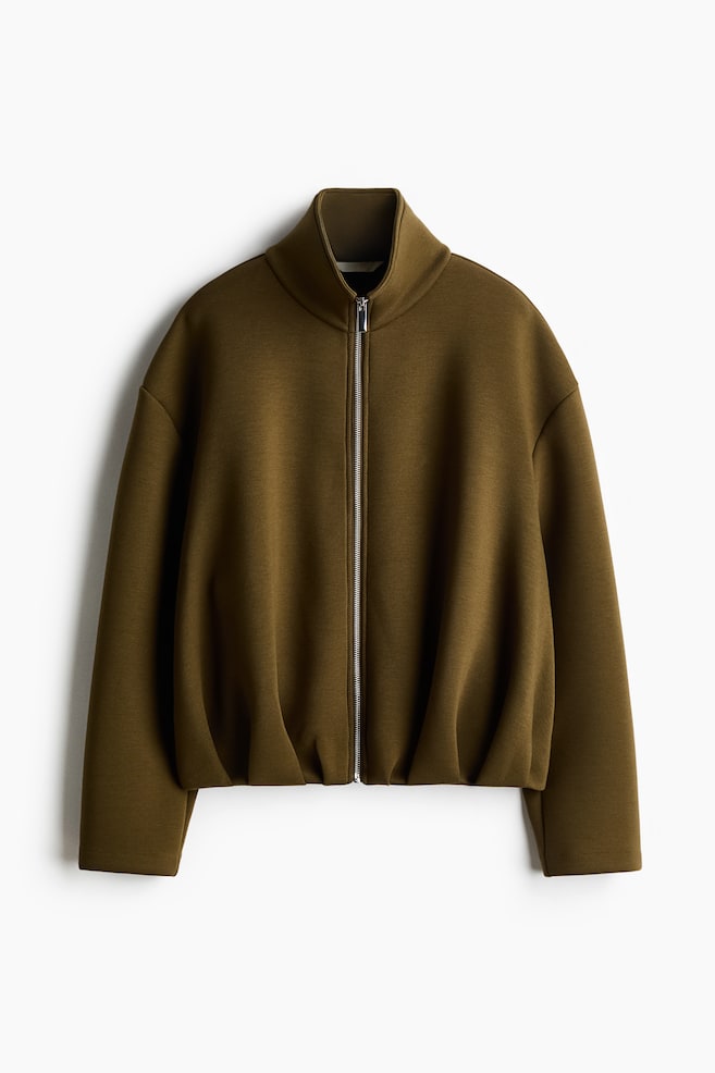 Scuba Fabric Jacket - Dark khaki green/Black/Dark brown - 1