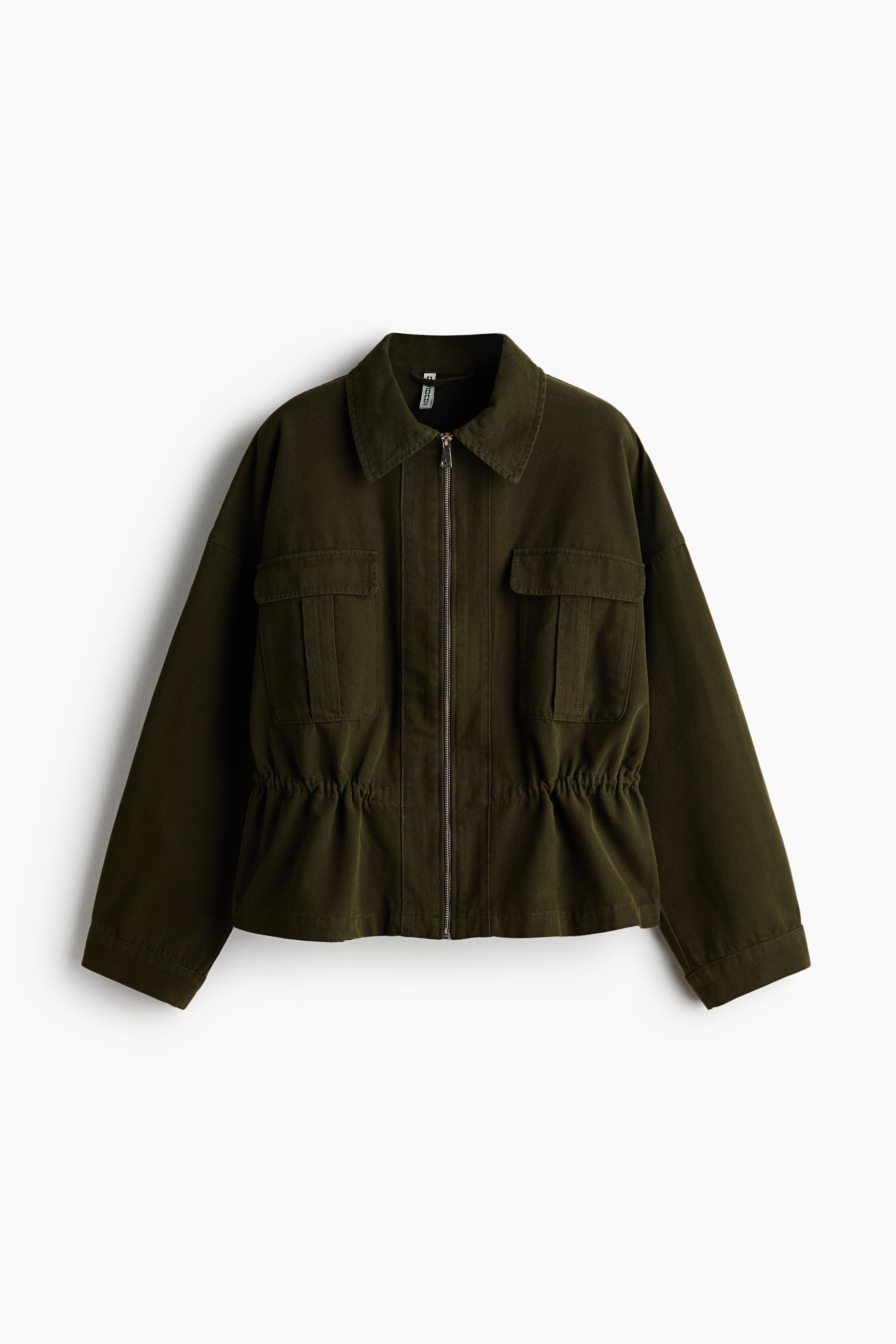 Drawstring-detail utility jacket - Khaki green
