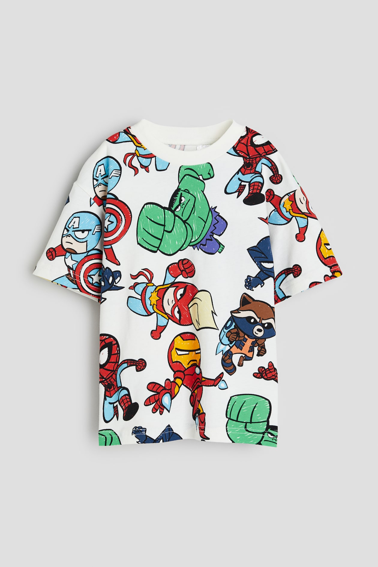Oversized printed T-shirt White/Marvel Comics Kids H&M IN