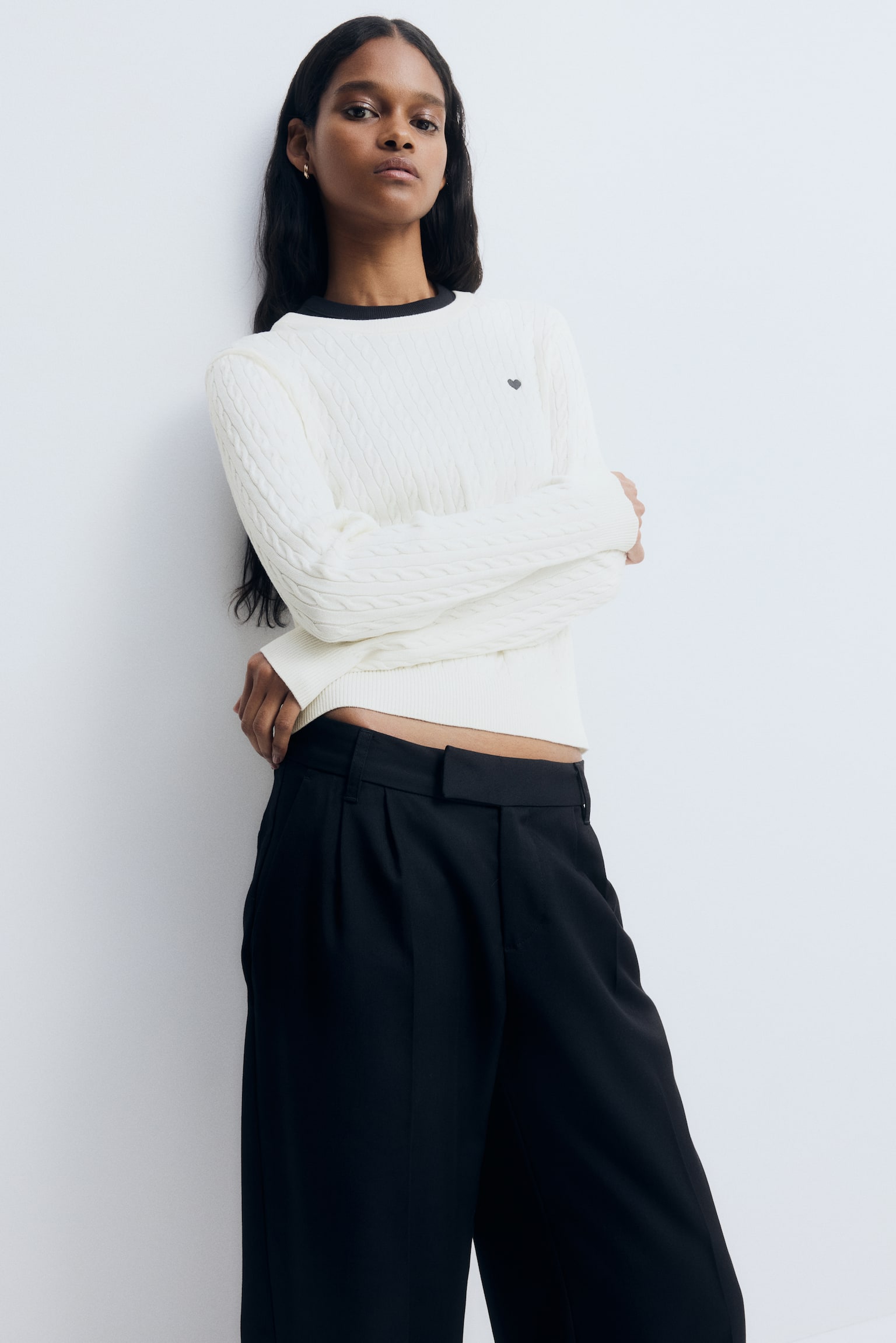 Cable-knit jumper - White/Light pink/Burgundy/Dark grey/Blue/Navy blue - 5