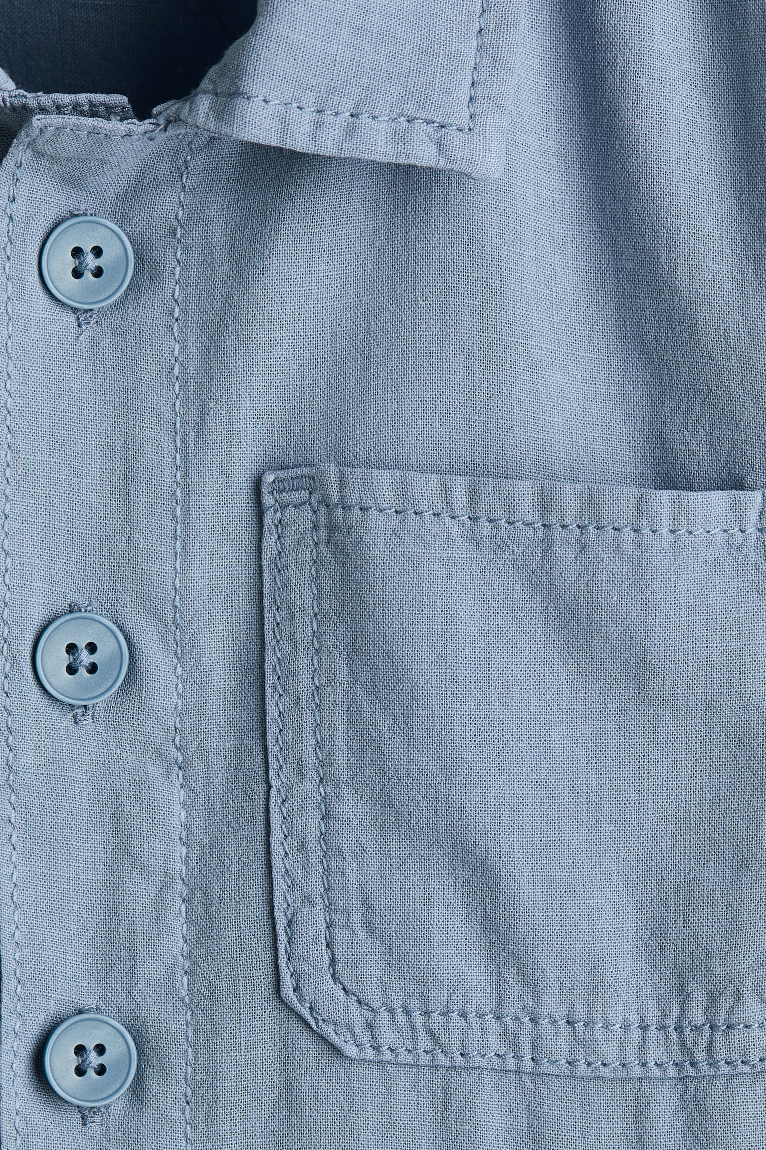 Linen-blend shacket - Light dusty blue/Light brown - 3