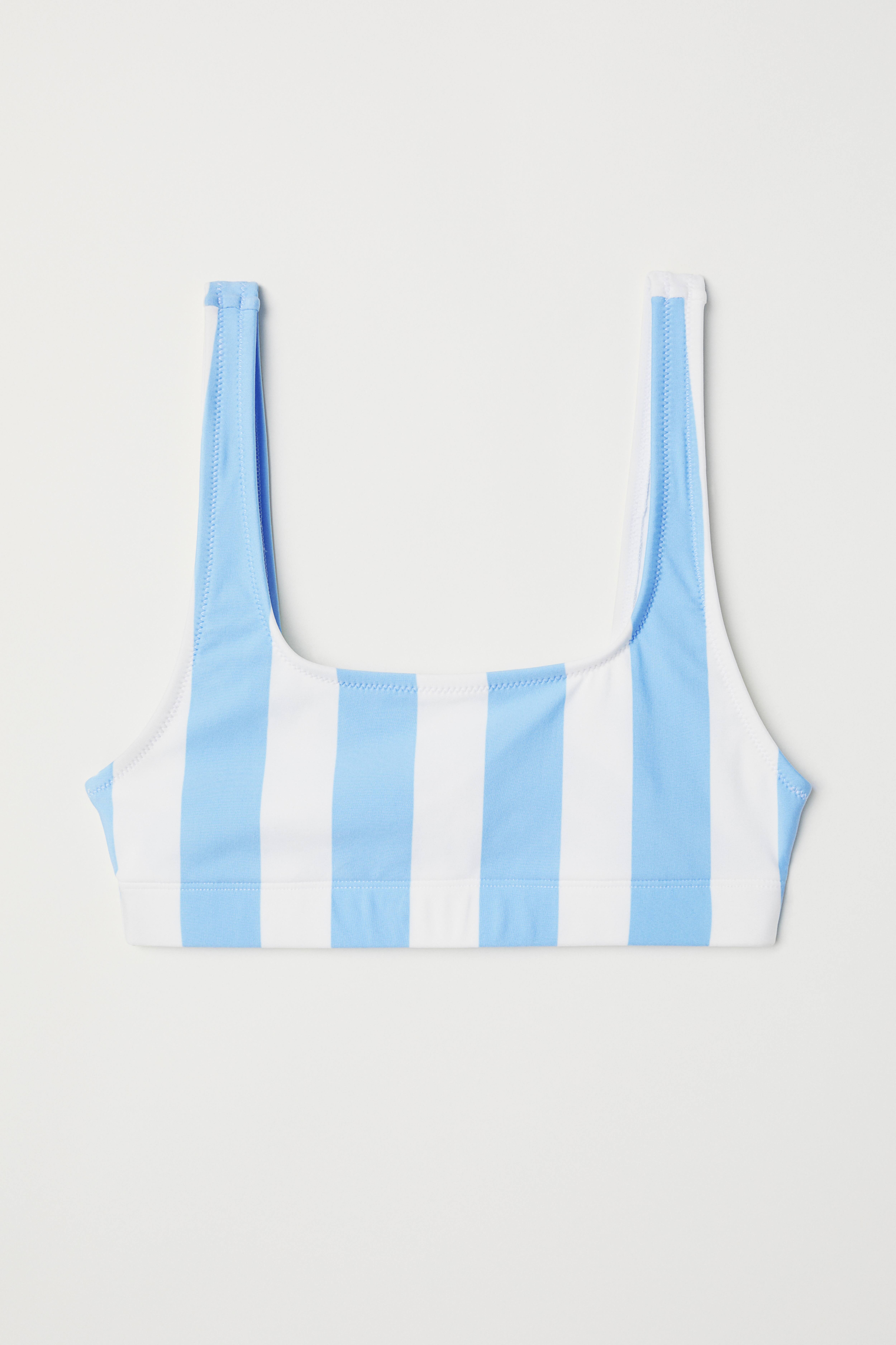 Baby blue fashion and white striped swimsuit