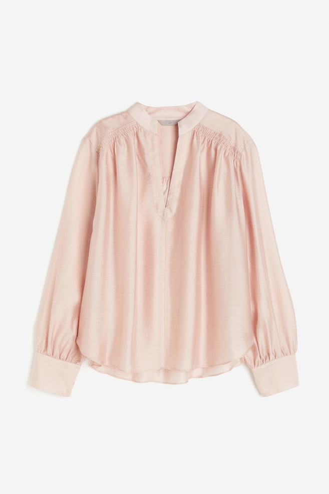 Lyocell popover blouse - Powder pink/Cream - 2