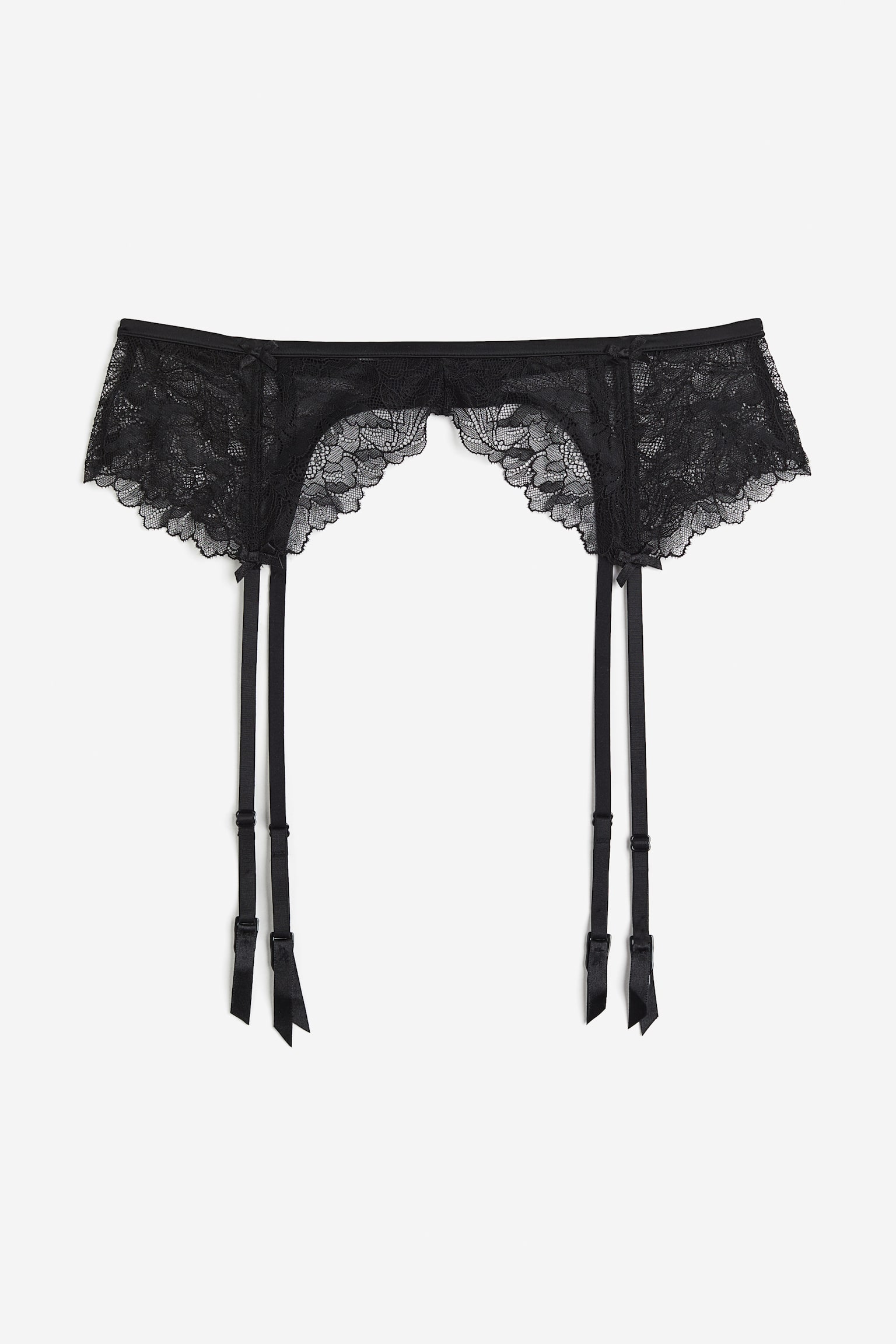 Lace Suspender Belt - Black/Light green/Dark red - 1