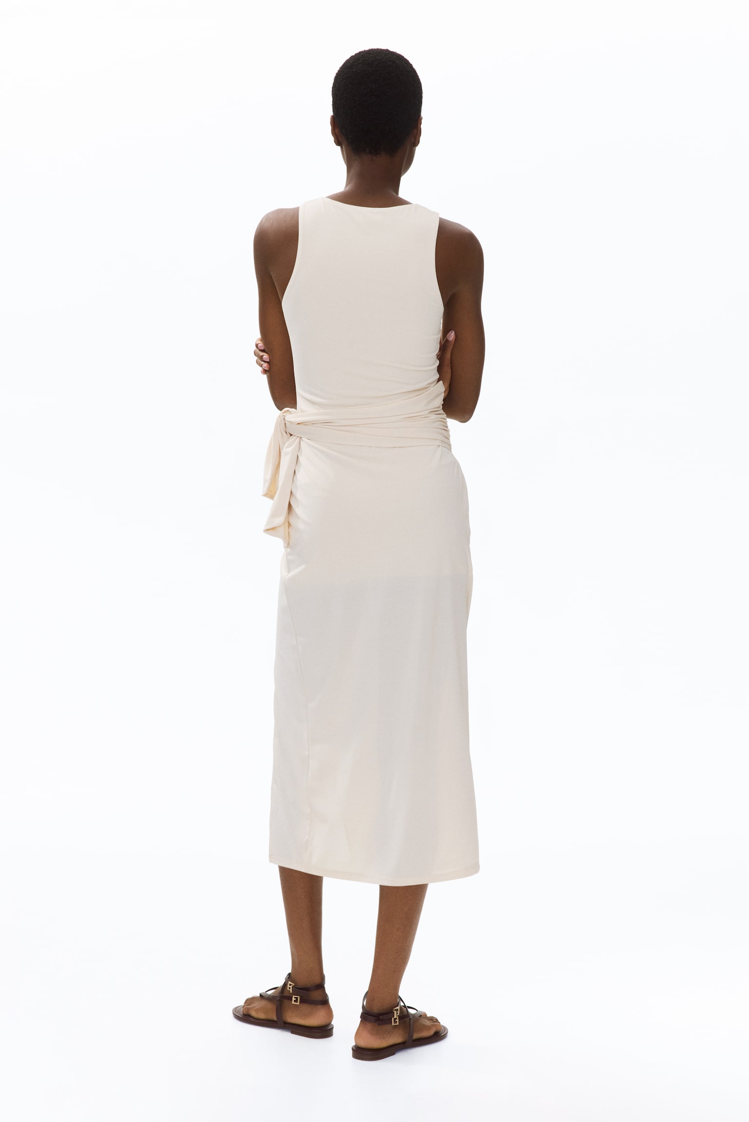 Женское платье H&M Draped-Panel Jersey Dress, цвет: Светлый бежевый — фото 5