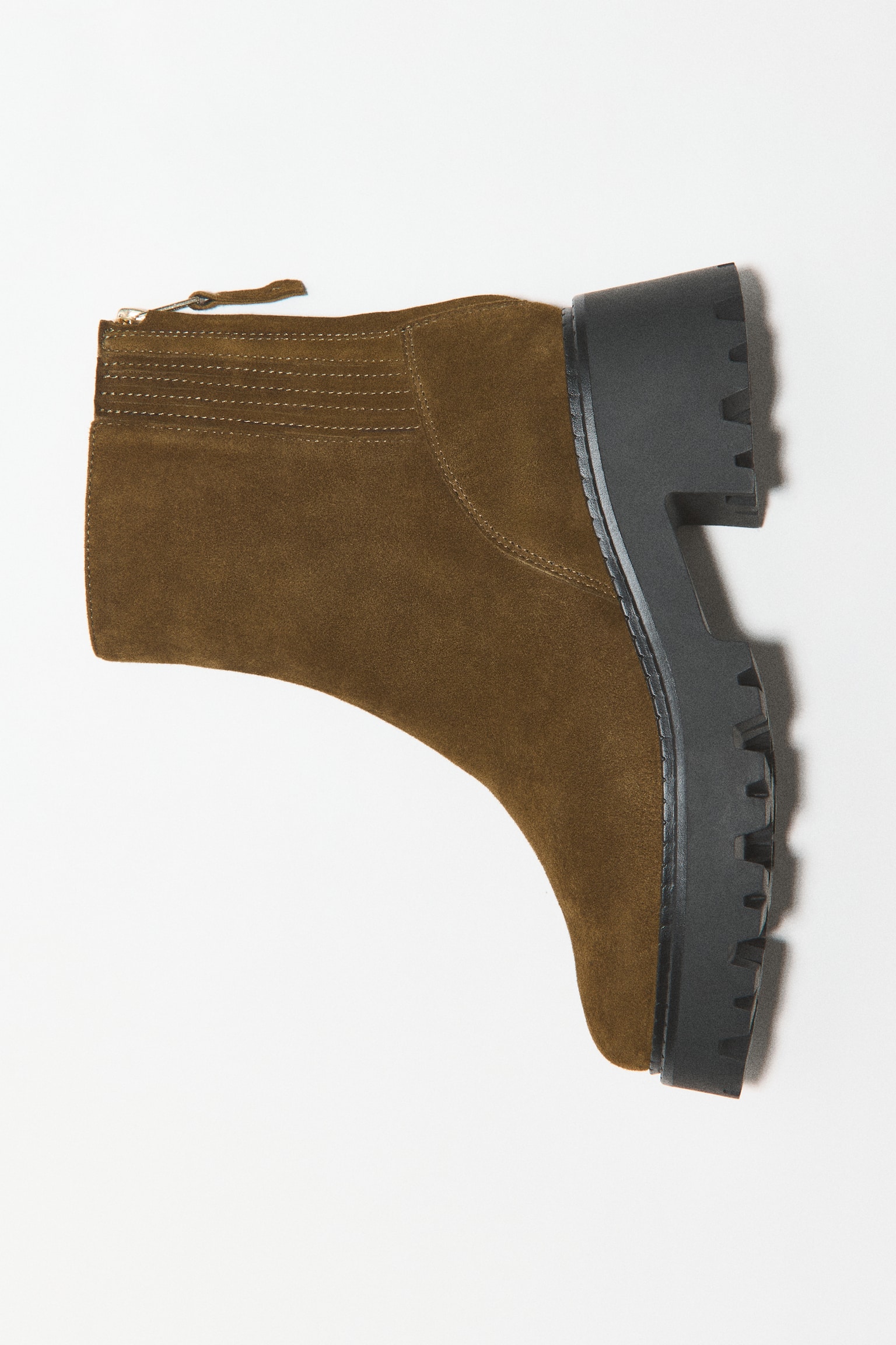 Женские ботинки H&M Chunky Leather Ankle, цвет: Тёмный хаки зелёный — фото 2